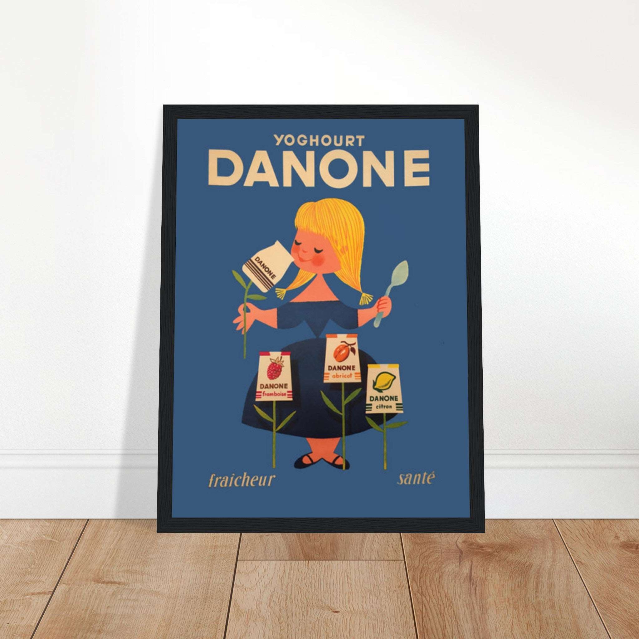 Celebrate the charm of French culinary heritage with this Danone Yogurt vintage poster, inspired by classic dairy advertising and mid-century European design. Featuring bold typography, nostalgic illustrations, and the iconic Danone brand, this retro kitchen print is perfect for collectors of vintage food ads, lovers of French cuisine, and those who appreciate nostalgic kitchen decor. Whether displayed in a café, bistro, or home kitchen, this Danone advertising print adds a touch of authentic French charm a