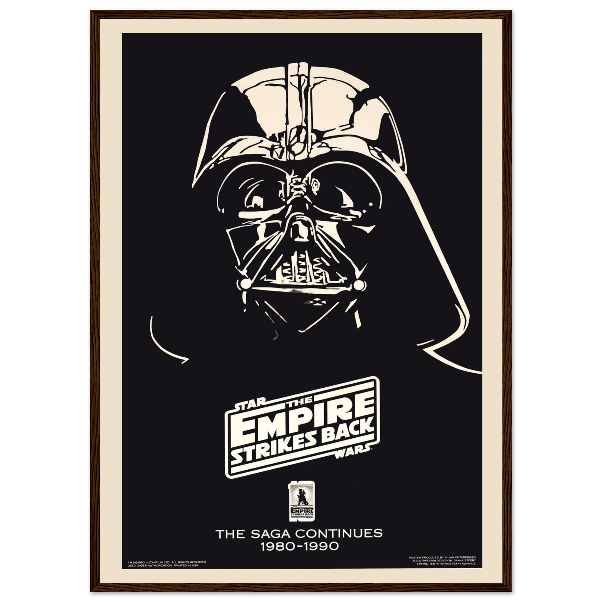 Sci-fi movie wall decor poster featuring Darth Vader with “The Saga Continues,” a must-have art print for Star Wars enthusiasts.