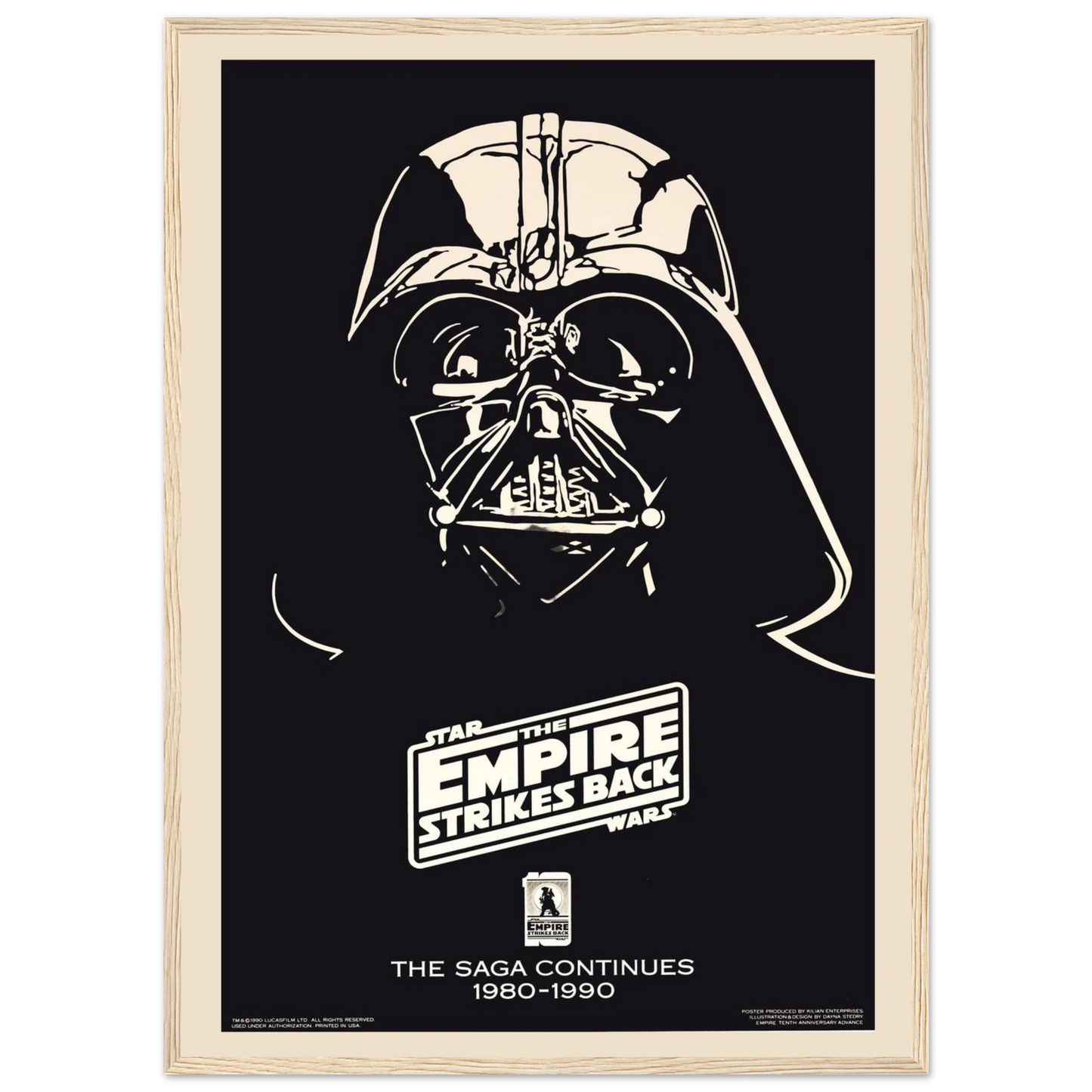 Wall art print of Darth Vader: The Saga Continues, a striking Star Wars collectible poster for home theaters or fan spaces.
