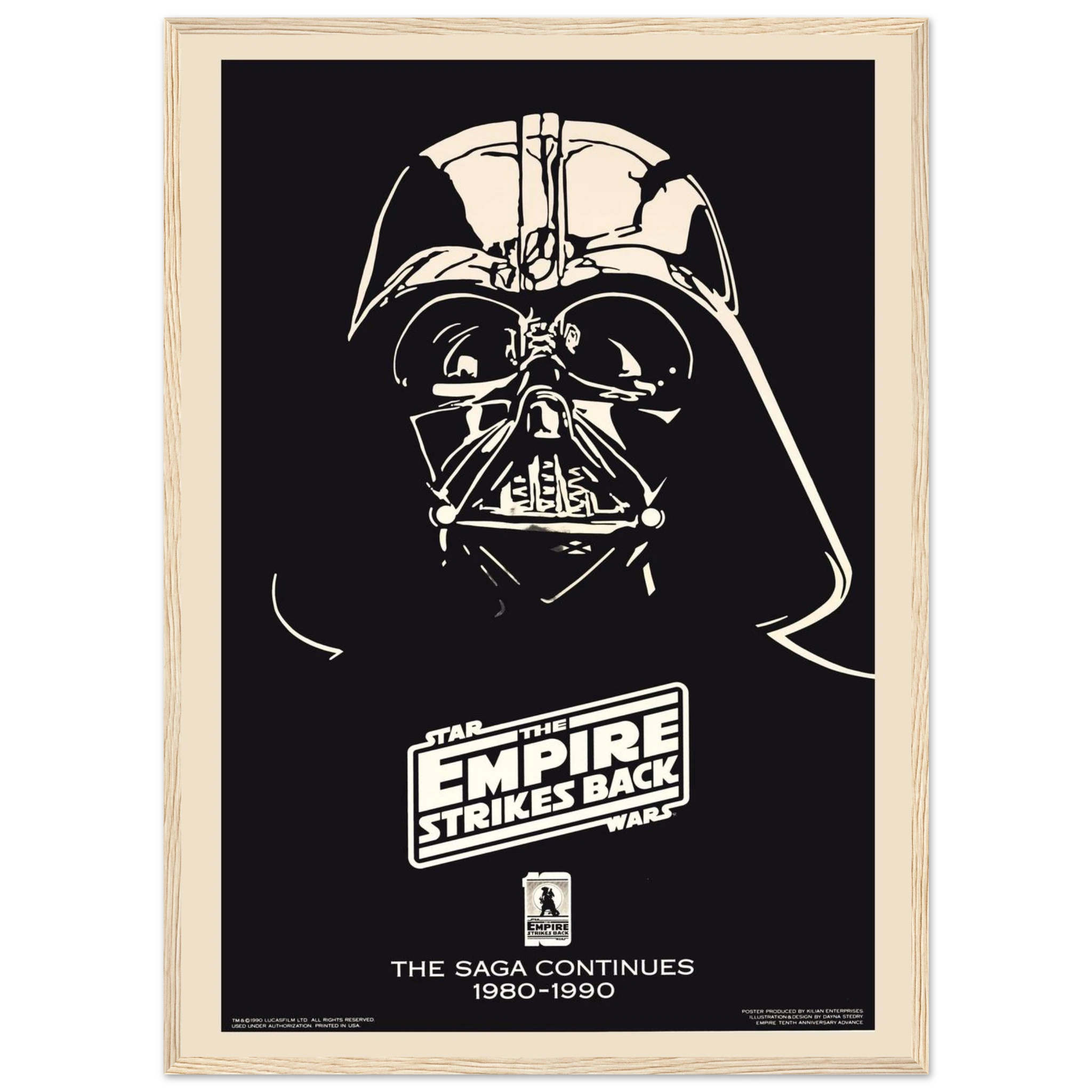 Wall art print of Darth Vader: The Saga Continues, a striking Star Wars collectible poster for home theaters or fan spaces.