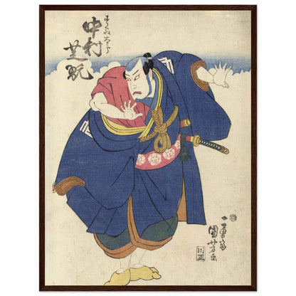 Japanese Edo-period artwork print of a samurai warrior in traditional clothing. Fine art reproduction in ukiyo-e style, ideal for Zen interiors and Asian decor lovers