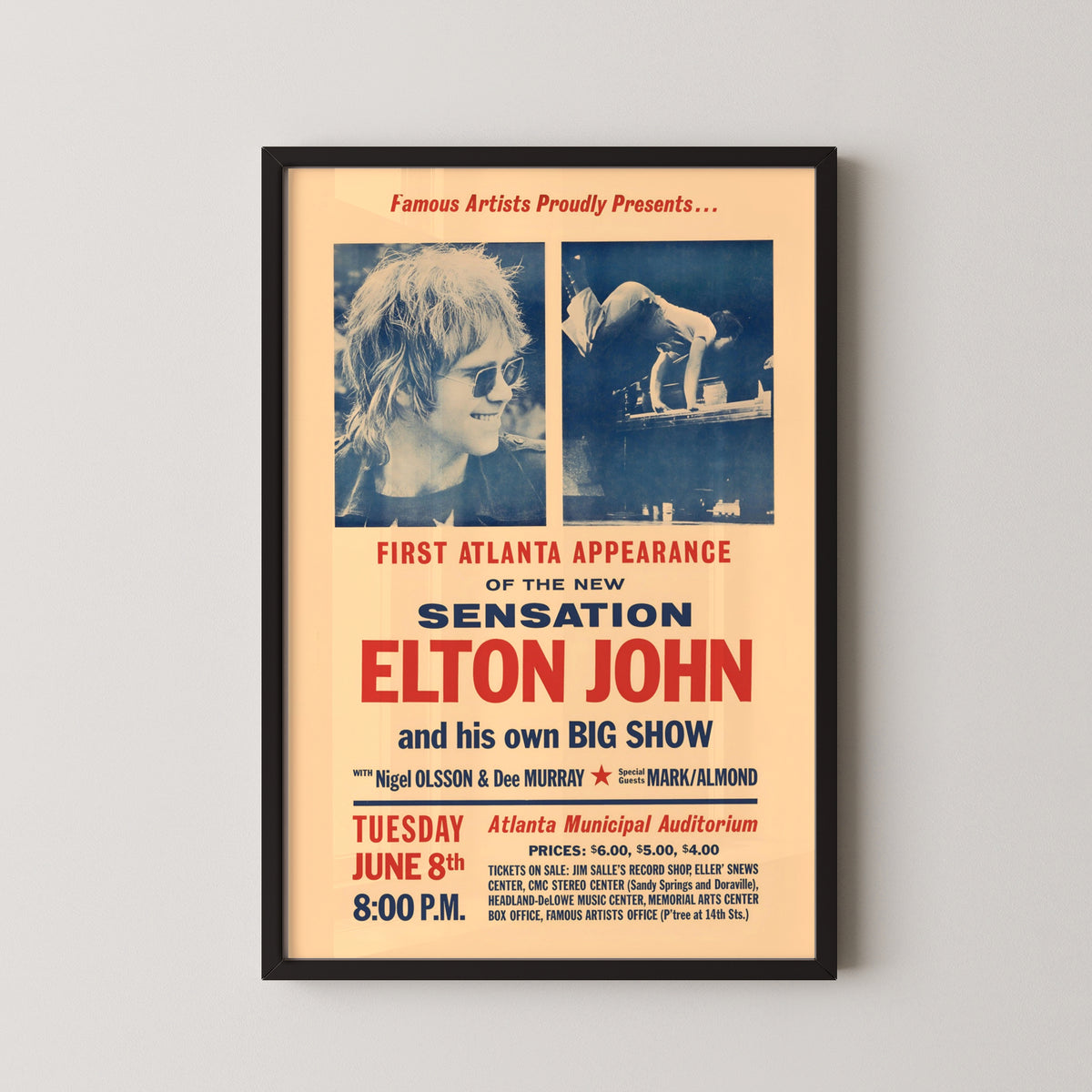 elton john concert poster – black frame mockup