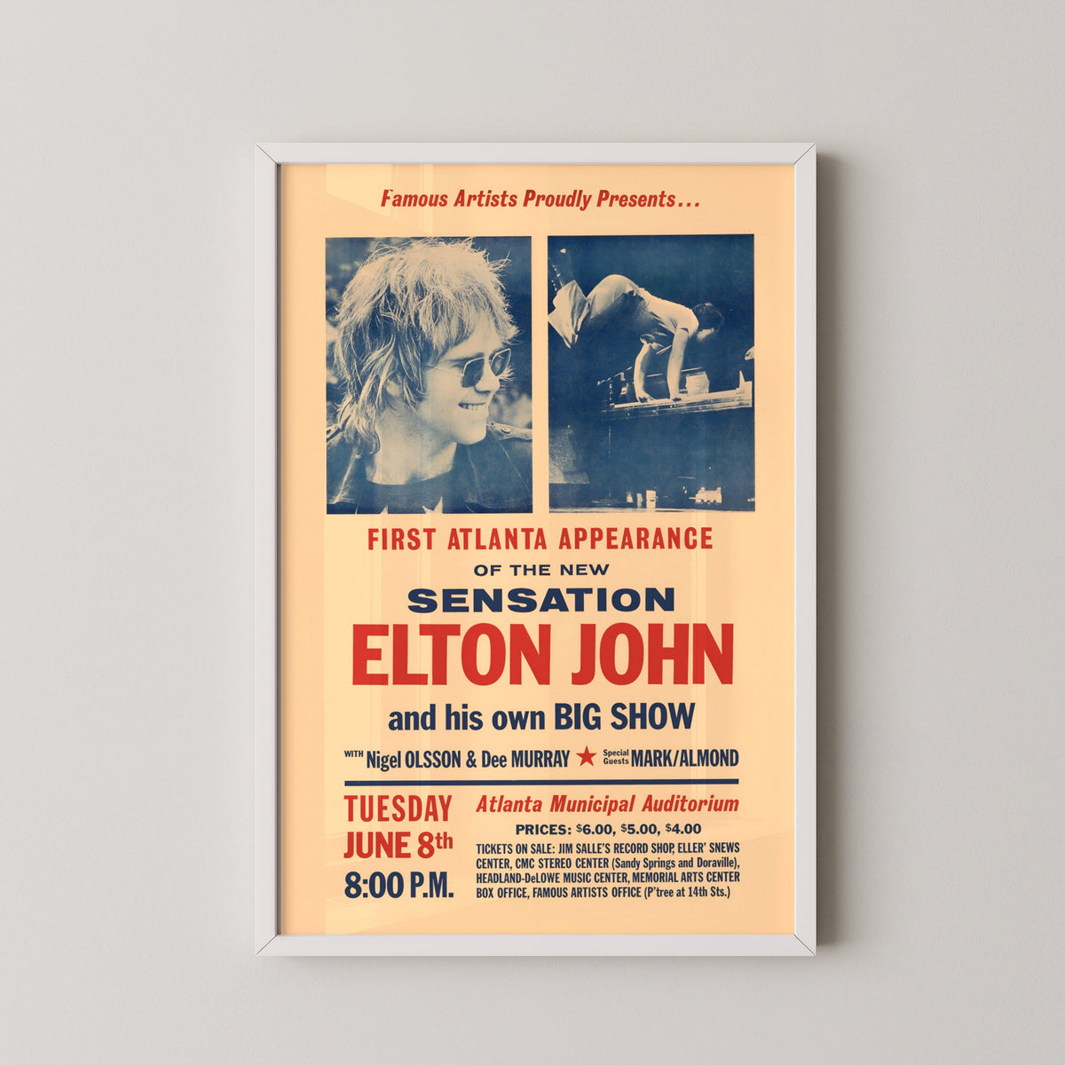 elton john concert poster – white frame mockup