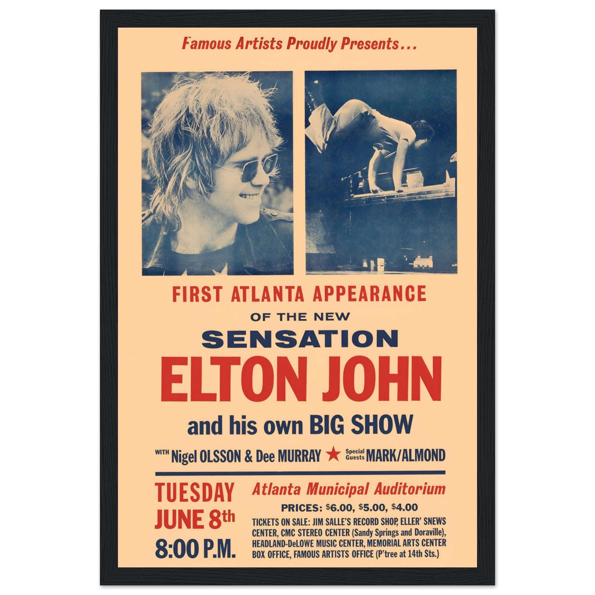 Celebrate Elton John with this vintage concert poster. A must-have for music lovers and Elton John fans. Shop now for iconic music memorabilia!