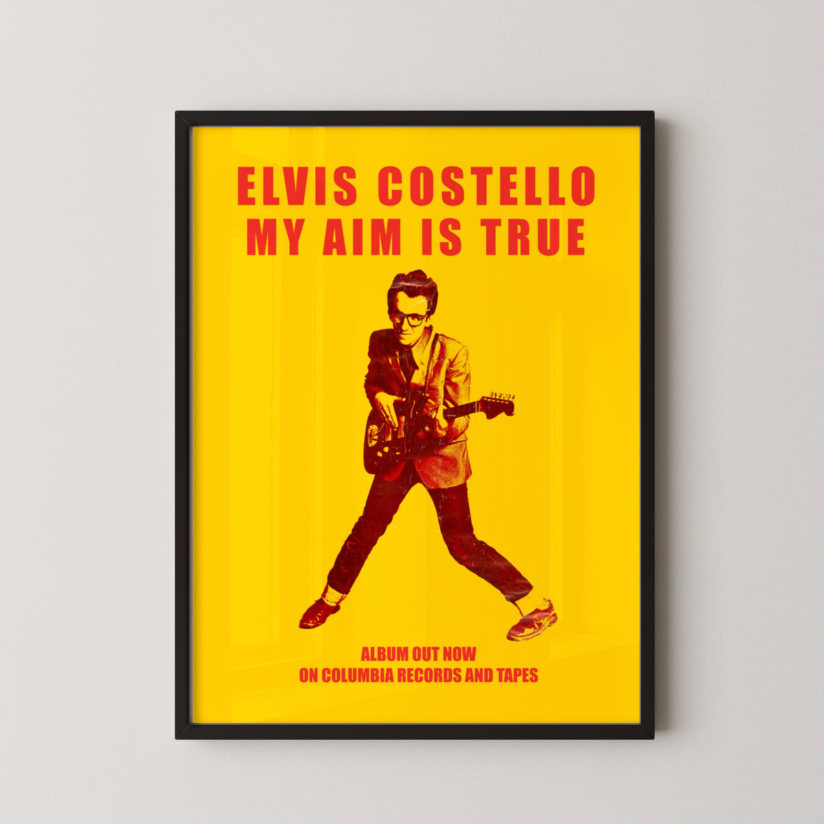 Elvis Costello Vintage Poster – New Wave Music Art – black frame mockup