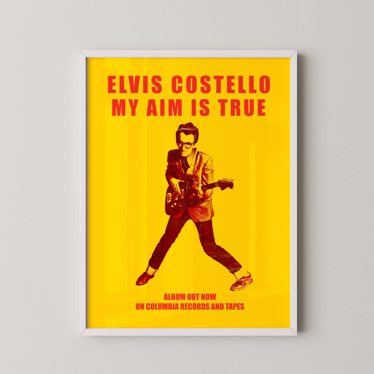 Elvis Costello Vintage Poster – New Wave Music Art – white frame mockup