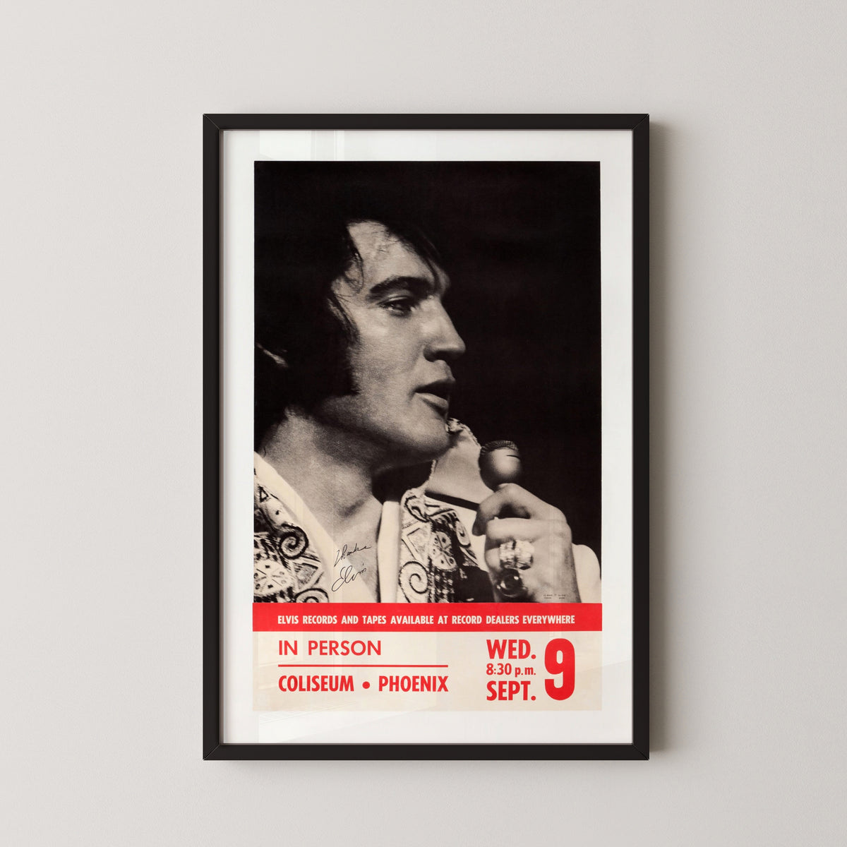 elvis presley phoenix concert poster – black frame mockup