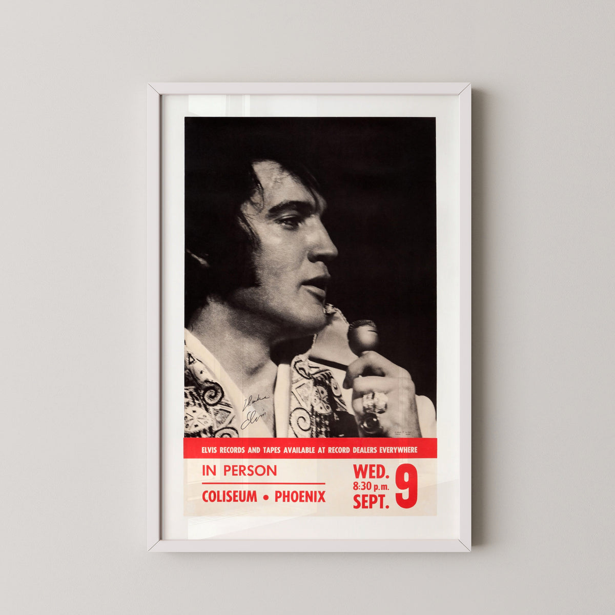 elvis presley phoenix concert poster – white frame mockup