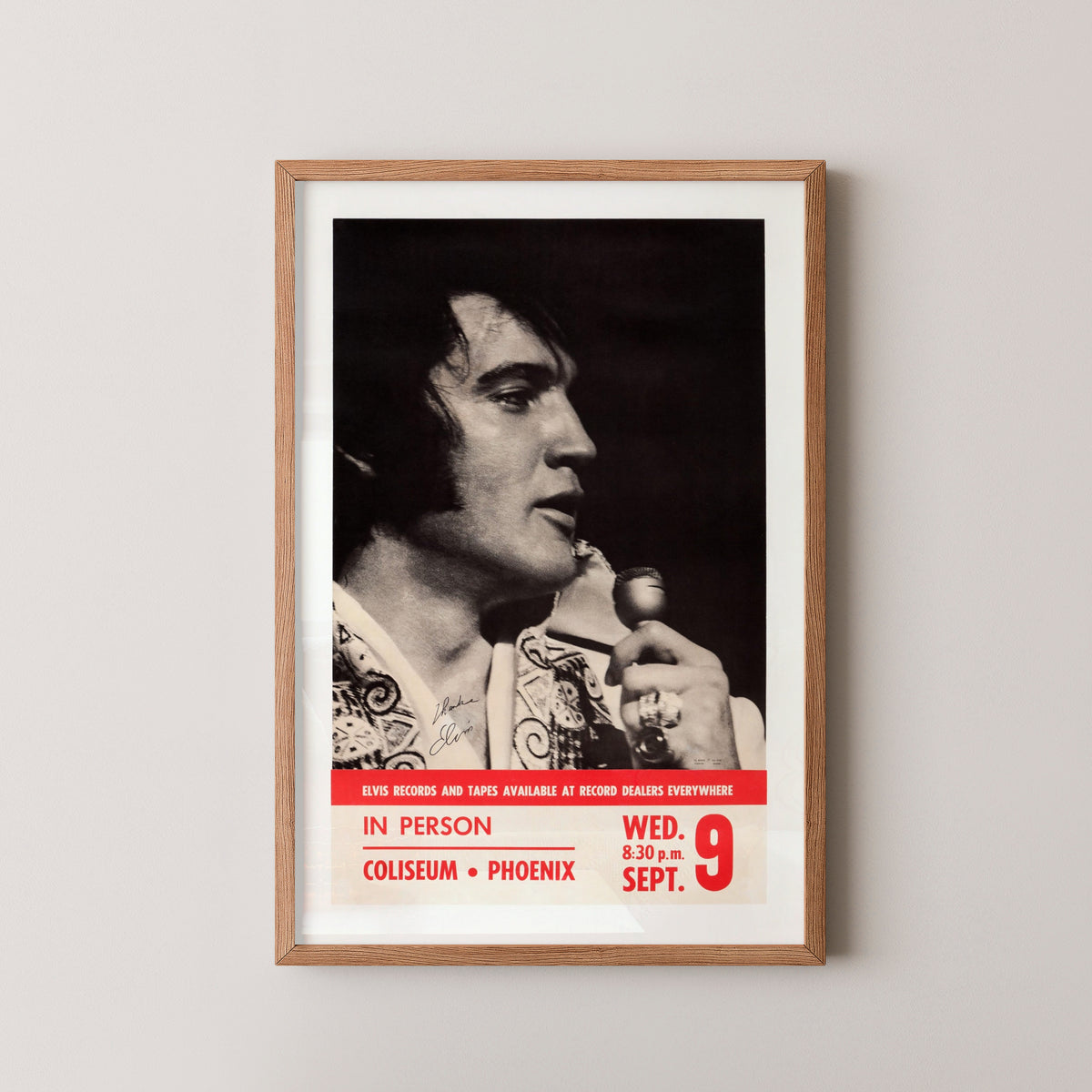 elvis presley phoenix concert poster – wood frame mockup