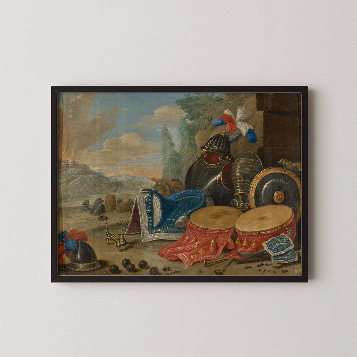 Emblems of War by Jan van Kessel the Elder, art print in a black frame