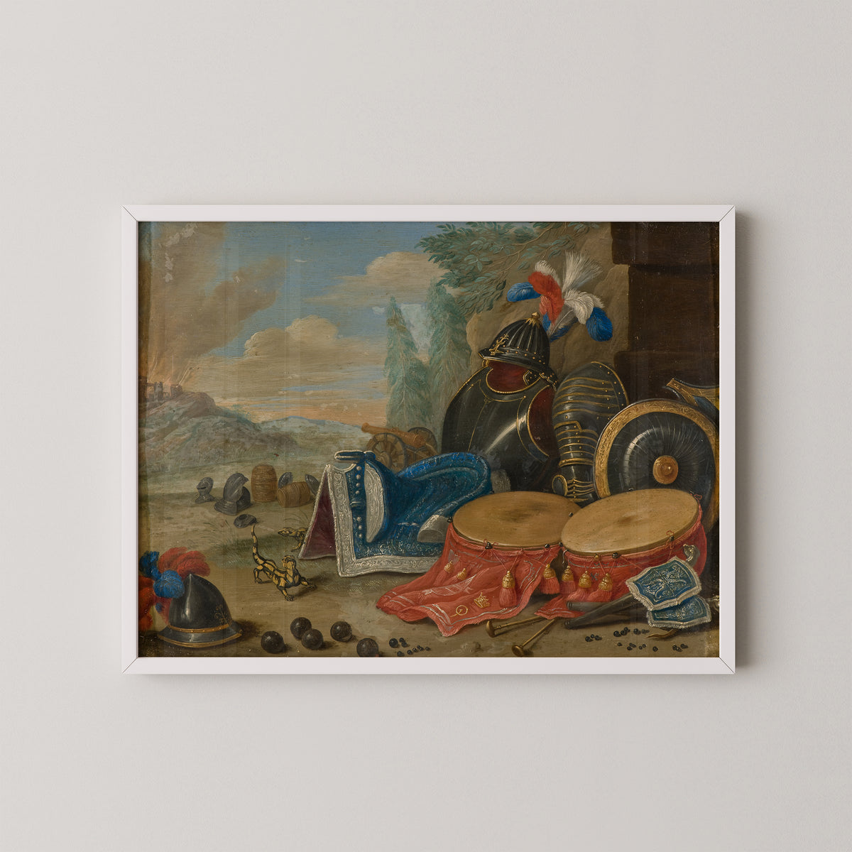 Emblems of War by Jan van Kessel the Elder, art print in a white frame
