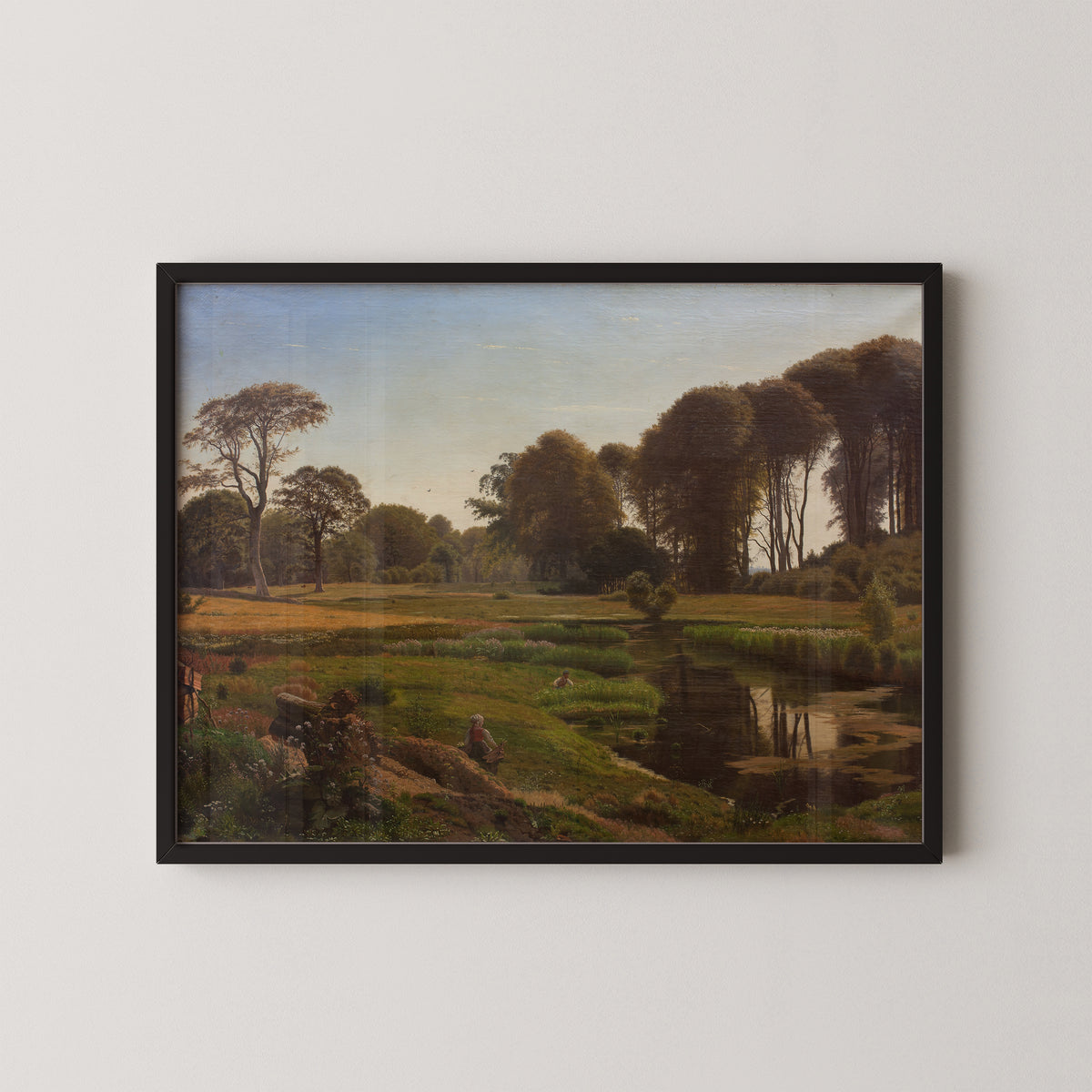 En sommerdag. Motiv fra Horneland ved Fåborg by Vilhelm Kyhn, art print in a black frame