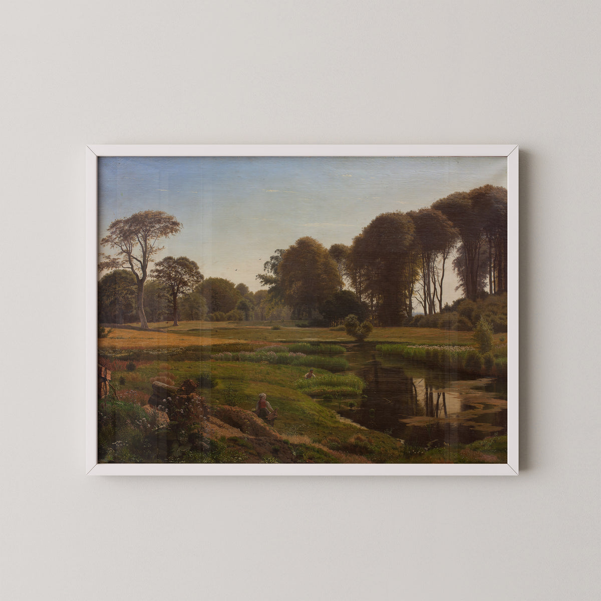 En sommerdag. Motiv fra Horneland ved Fåborg by Vilhelm Kyhn, art print in a white frame