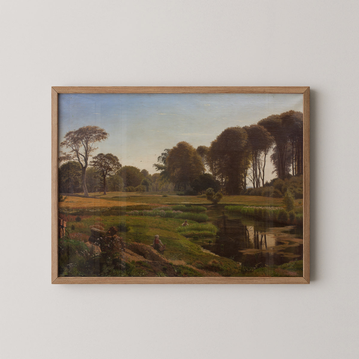 En sommerdag. Motiv fra Horneland ved Fåborg by Vilhelm Kyhn, art print in a natural wood frame