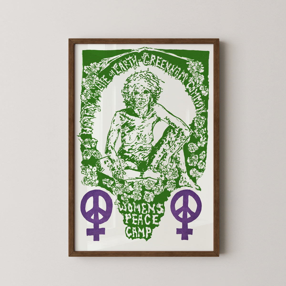 feminist ecologist poster – darkwood frame mockup