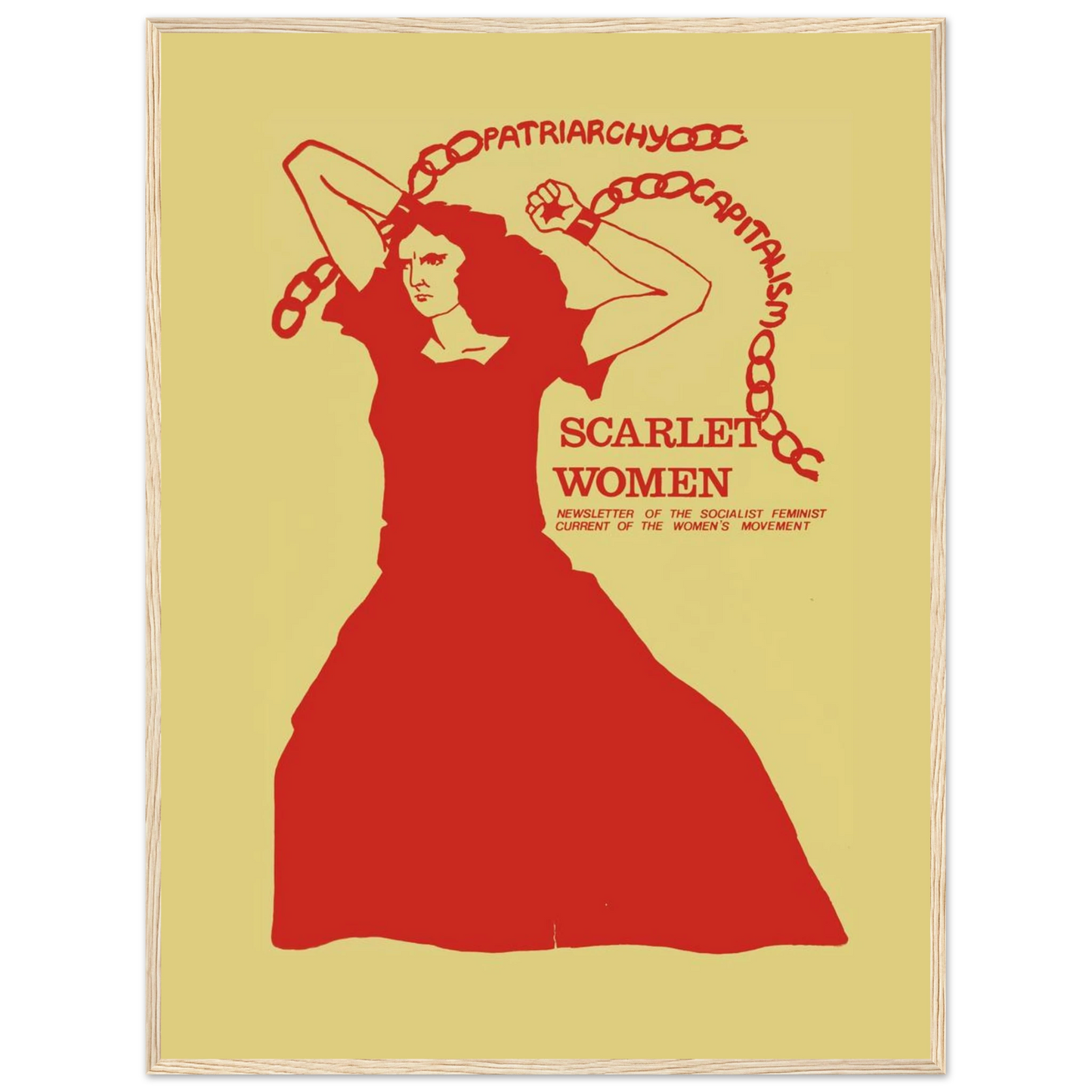 Feminist political art print opposing capitalism and celebrating women’s collective power, designed in a vintage socialist propaganda style.