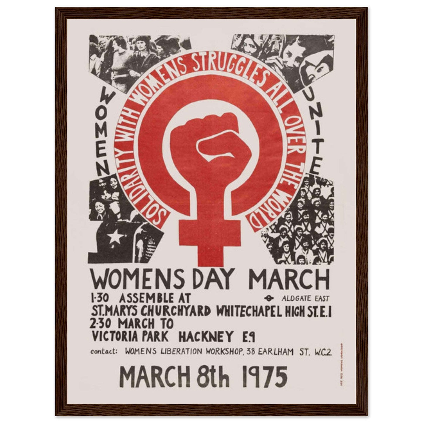 1970s feminist protest poster promoting womens liberation and international womens day march
