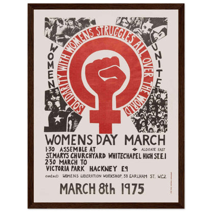 1970s feminist protest poster promoting womens liberation and international womens day march