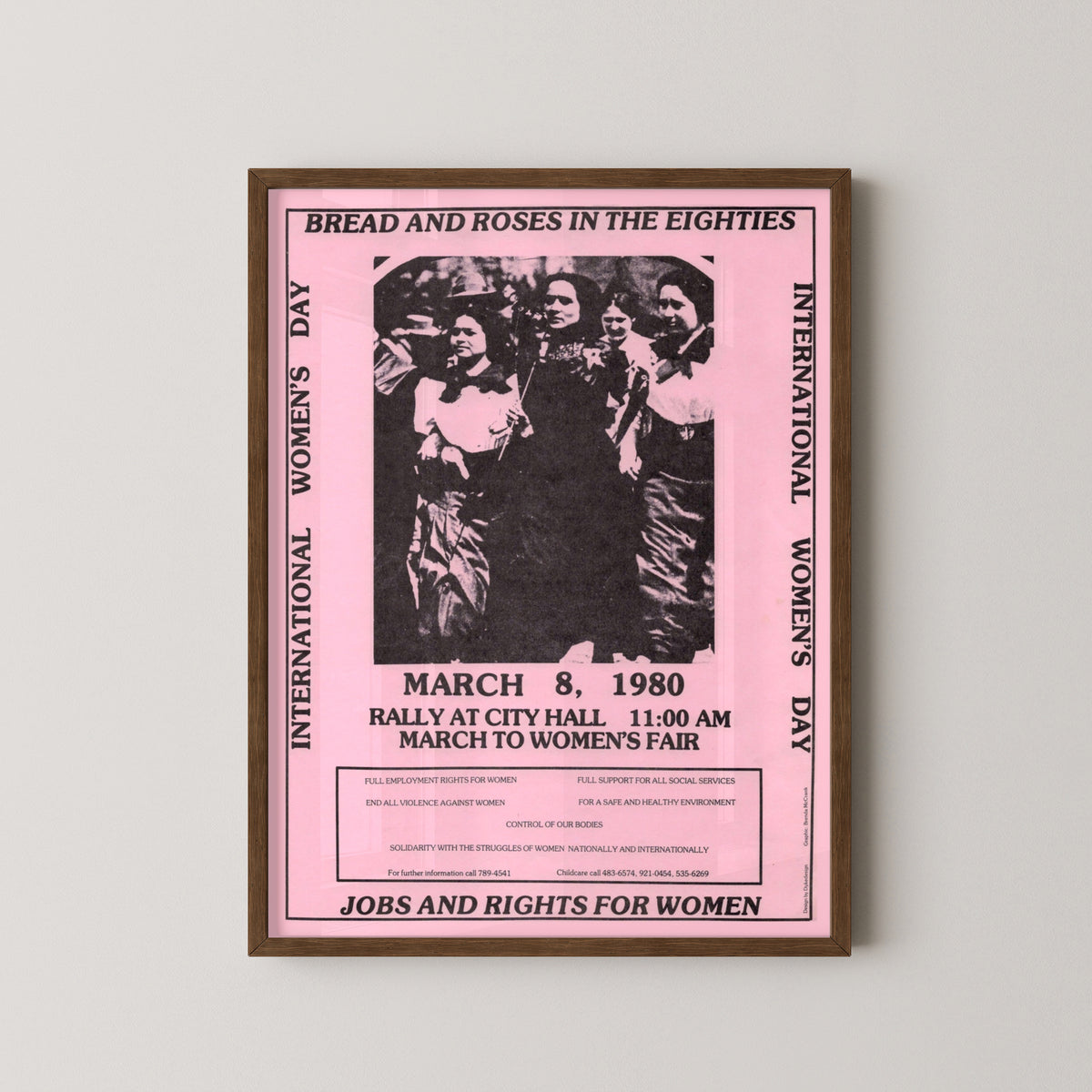 Toronto International Women’s Day Poster – Feminist Art – darkwood frame mockup