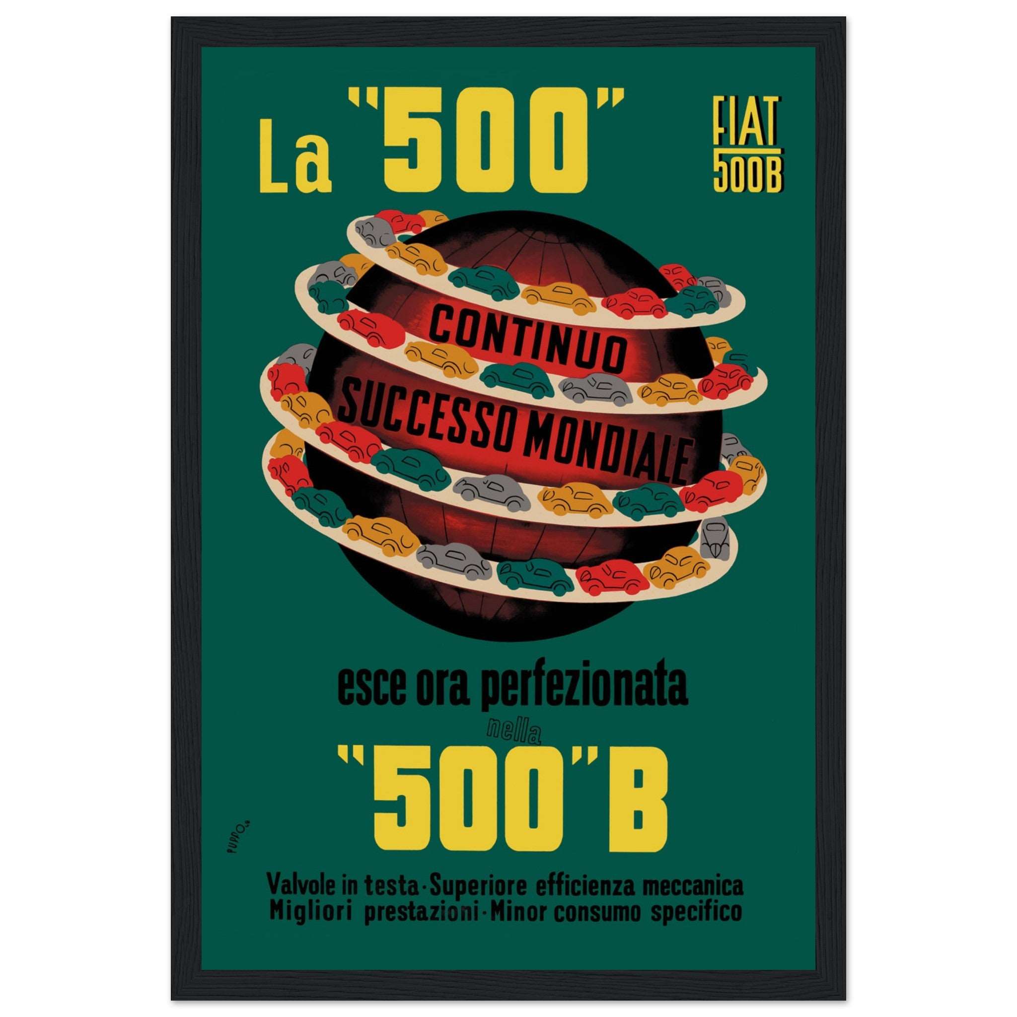 Timeless Fiat 500 vintage poster, featuring retro Italian design, classic automotive art, and 50s & 60s car culture. Perfect for collectors & decor!