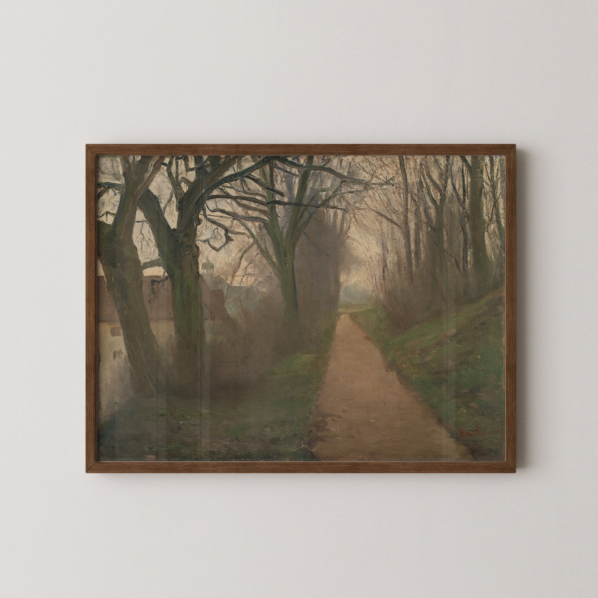 Fra Kastellet i december by Albert Gottschalk, art print in a dark wood frame