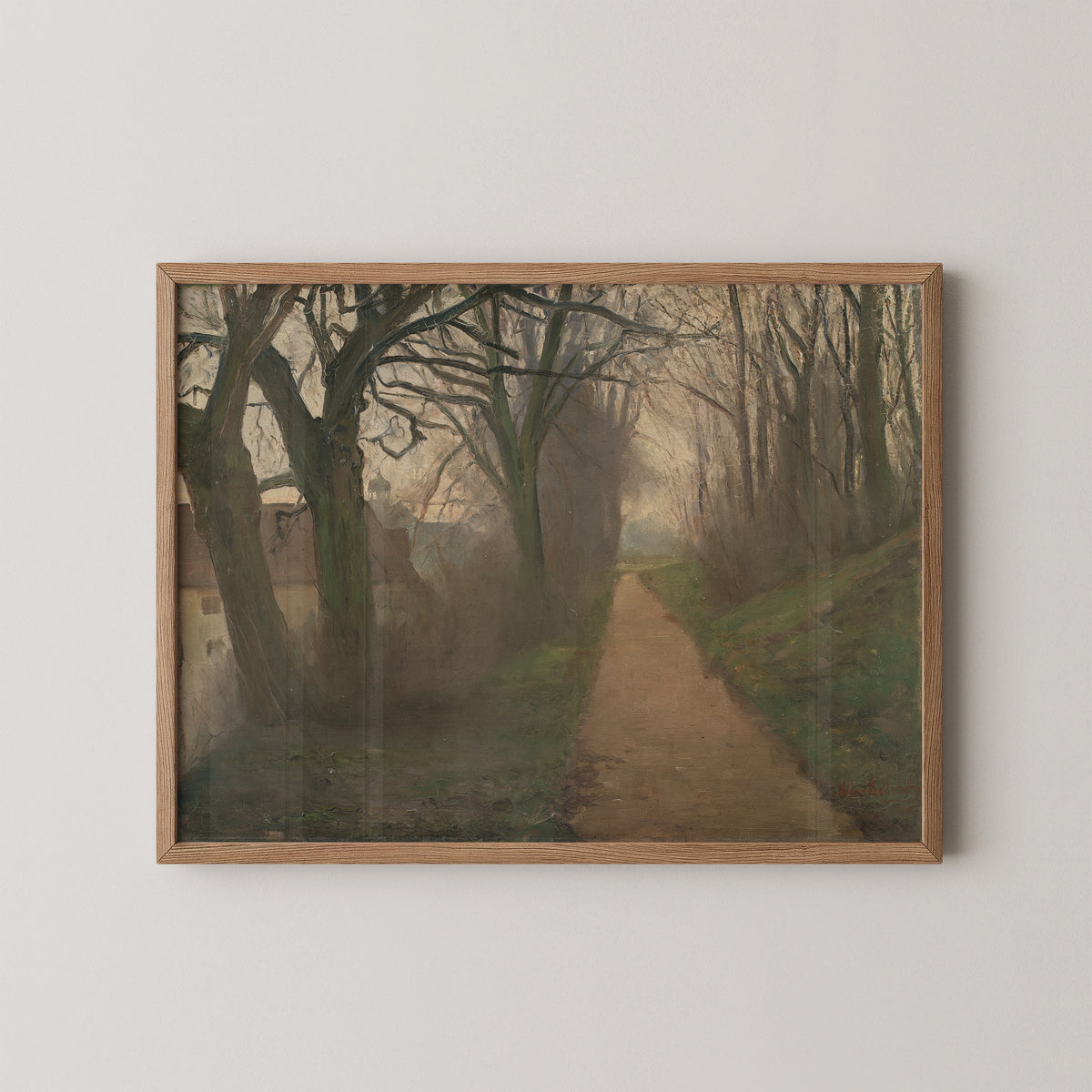 Fra Kastellet i december by Albert Gottschalk, art print in a natural wood frame