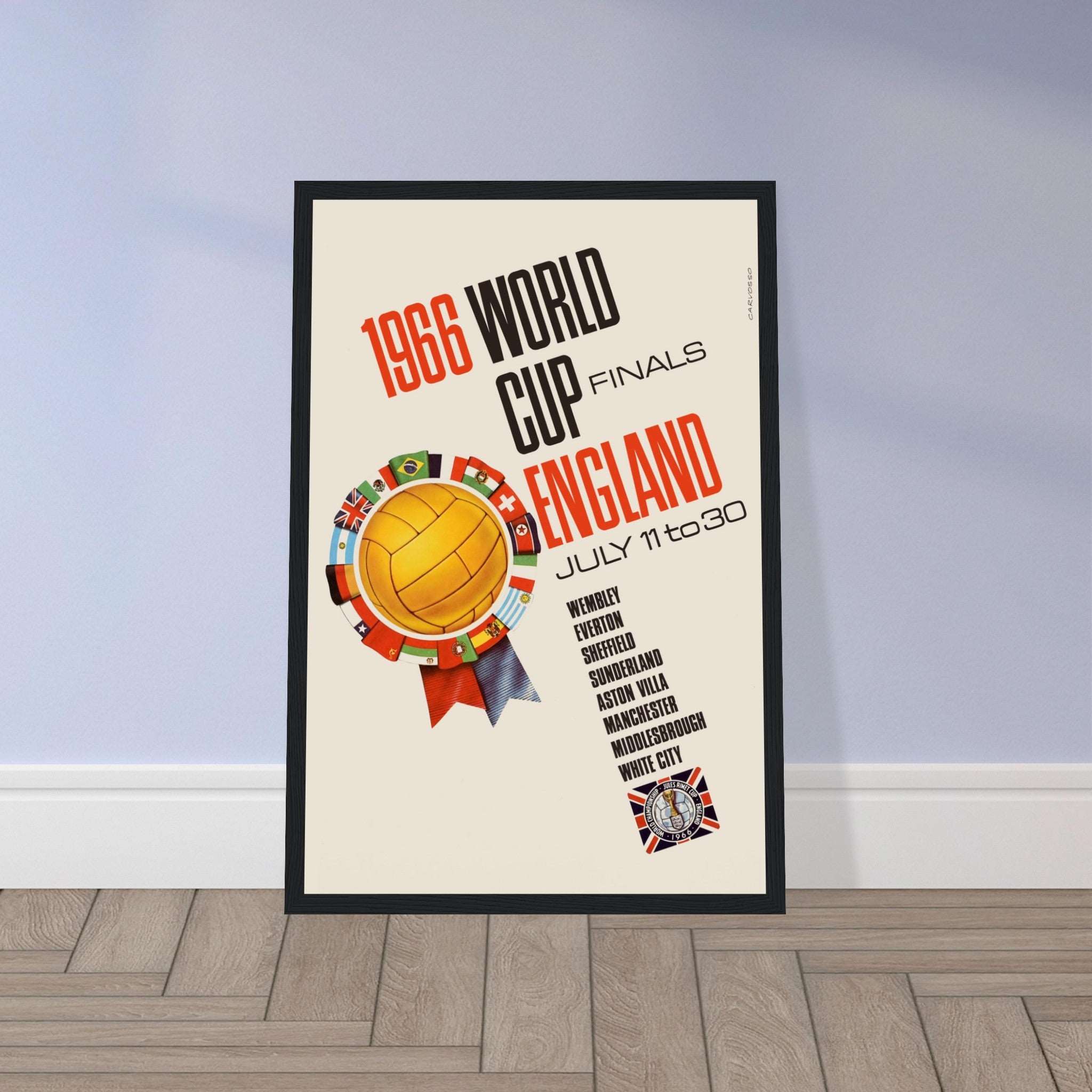 Iconic England World Cup 1966 poster, celebrating the legendary victory. A must-have for football fans & collectors. Shop now for classic sports art!