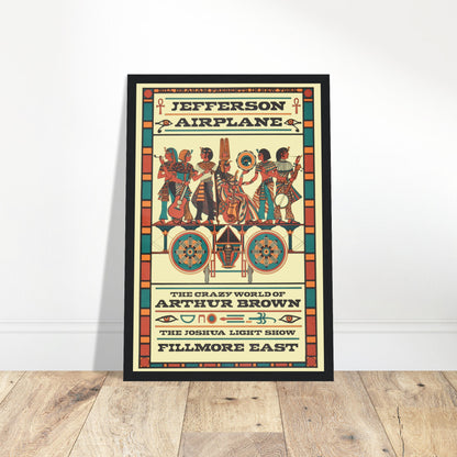 This vintage Jefferson Airplane concert poster is a must-have for music enthusiasts and collectors. Featuring a captivating Egyptian design, it creatively blends the iconic Jefferson Airplane with the mystique of Ancient Egypt. Perfect for fans of psychedelic rock, vintage concert posters, and those who appreciate artistic music memorabilia. Whether displayed in a living room, music studio, or music room, this Jefferson Airplane poster adds an artistic and unique touch to any space. Order today and own a pi