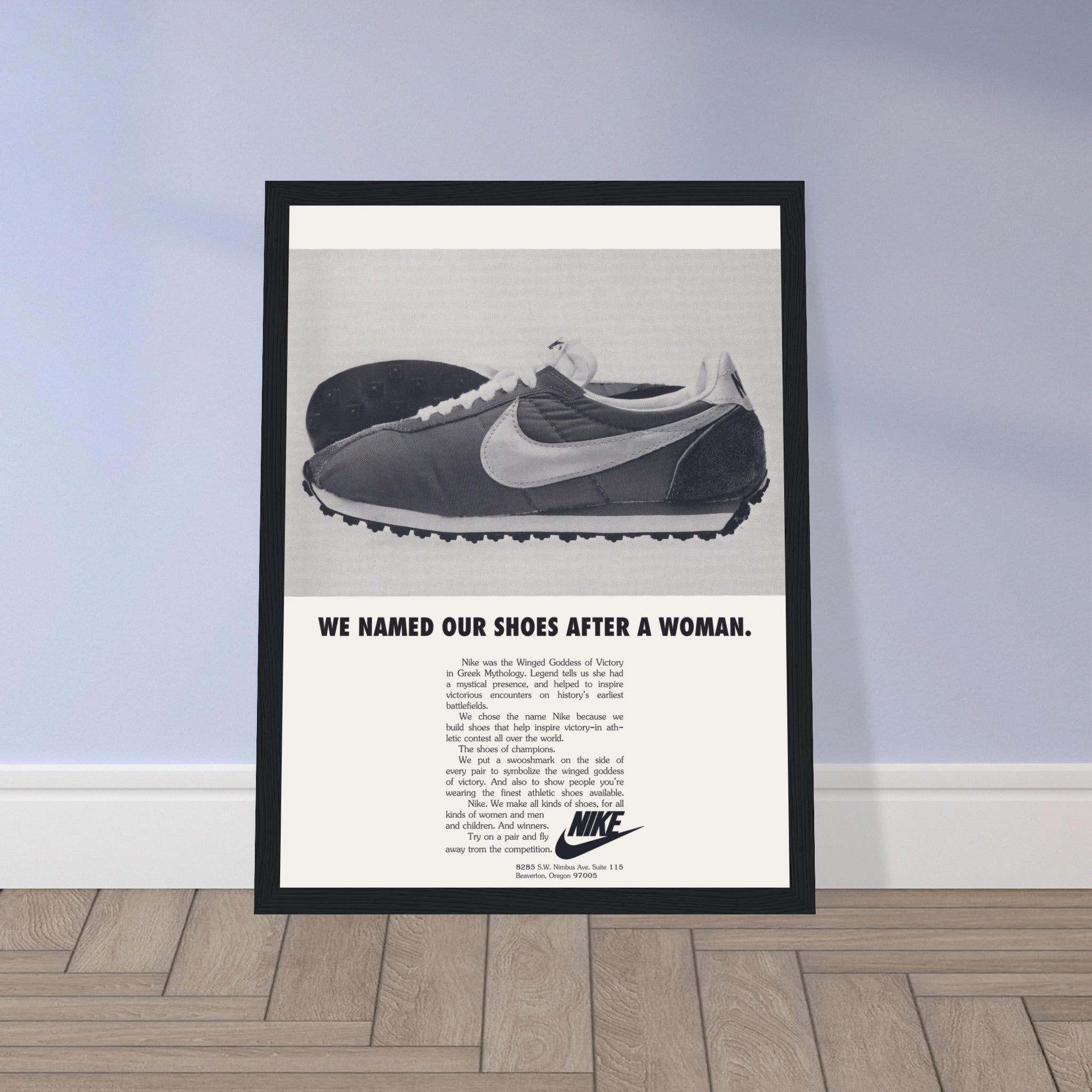 Step into sneaker history with this Nike Women vintage ad poster, featuring classic retro artwork inspired by the golden era of Nike sneakers. This high-quality print is a must-have for sneakerheads, collectors, and fans of vintage sportswear. Whether displayed in a bedroom, office, or sneaker collection space, this Nike retro poster adds a stylish, nostalgic touch to any wall. Order yours today and celebrate the legacy of Nike!