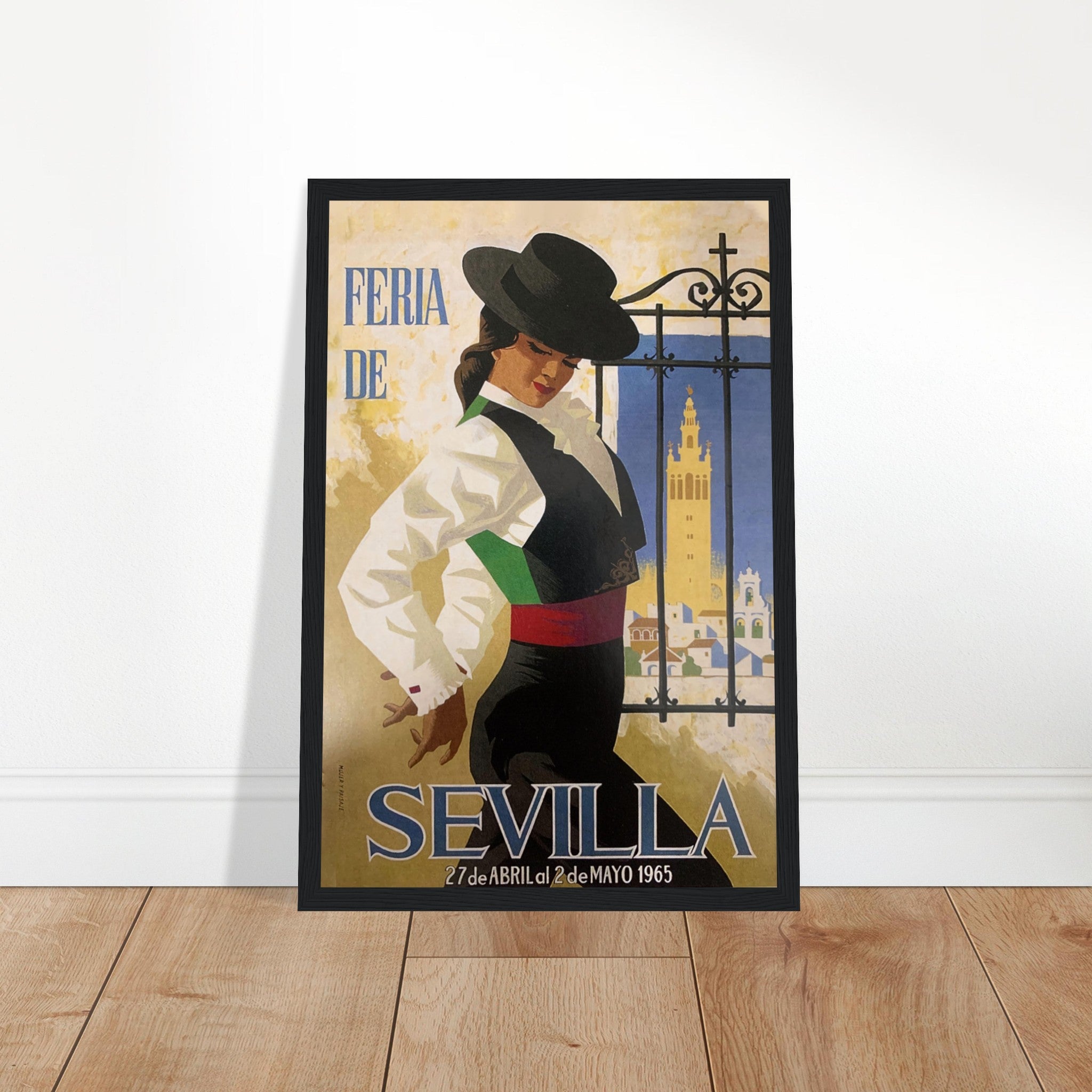 Capture the energy and tradition of Seville’s famous Feria de Abril with this stunning Sevilla Spain Feria poster. Featuring La Giralda, flamenco dancers, Andalusian horses, and lively festival scenes, this vintage-inspired Spanish wall art is perfect for Spanish culture enthusiasts, travelers, and collectors of festival memorabilia. Whether decorating a living room, office, or tapas bar, this Spanish festival print brings the vibrant spirit of Andalusia into your space. Order now and celebrate the magic of