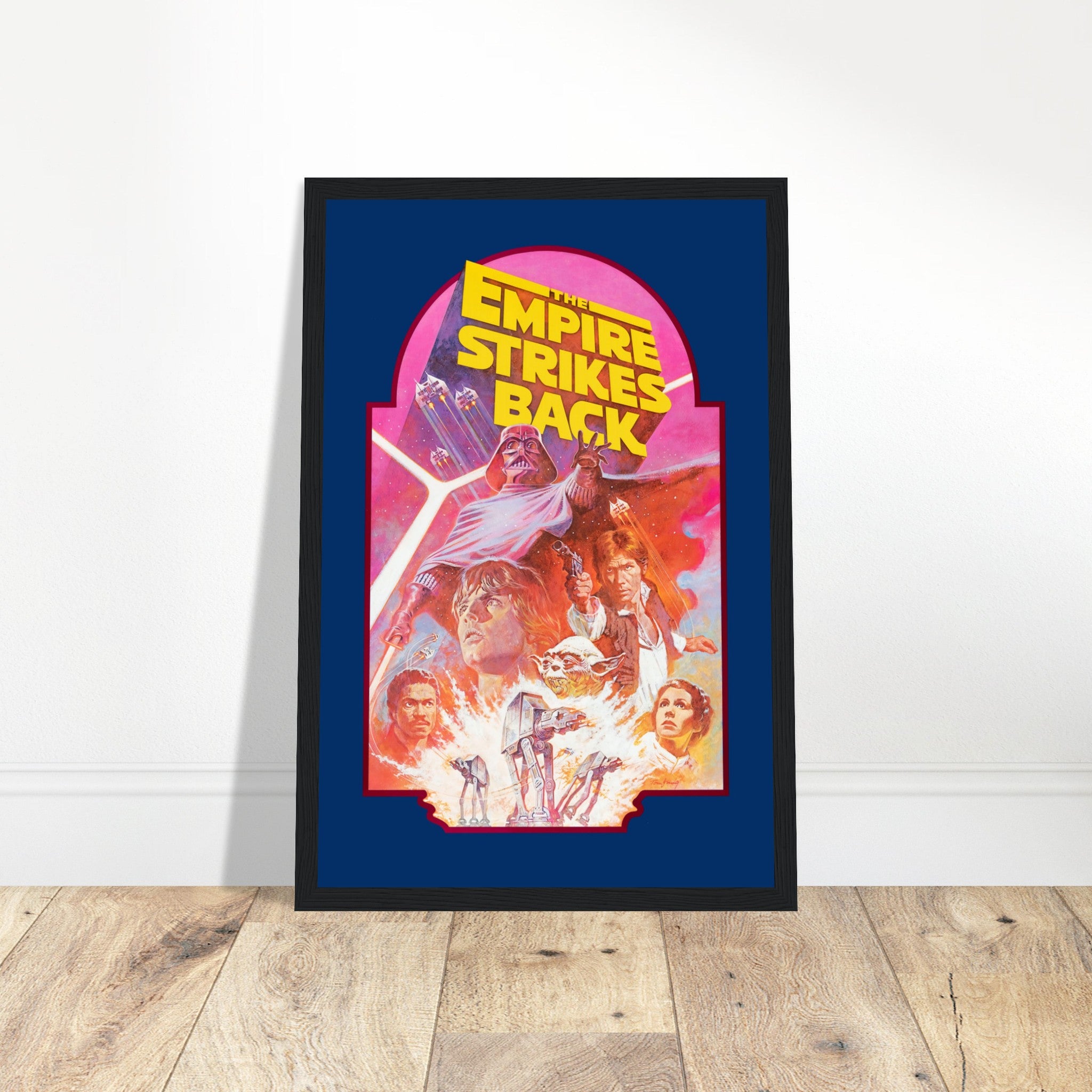 Own a legendary Star Wars: The Empire Strikes Back poster, featuring Darth Vader, Luke Skywalker, Yoda, Han Solo & Princess Leia in stunning artwork. This officially inspired sci-fi movie print is perfect for Star Wars collectors, vintage movie buffs, and sci-fi lovers. A timeless piece of cinematic history, ideal for home theaters, game rooms, man caves, and geek decor. Whether you're a fan of The Force, the Rebellion, or the Dark Side, this classic 1980 Star Wars poster brings the epic battle between the 