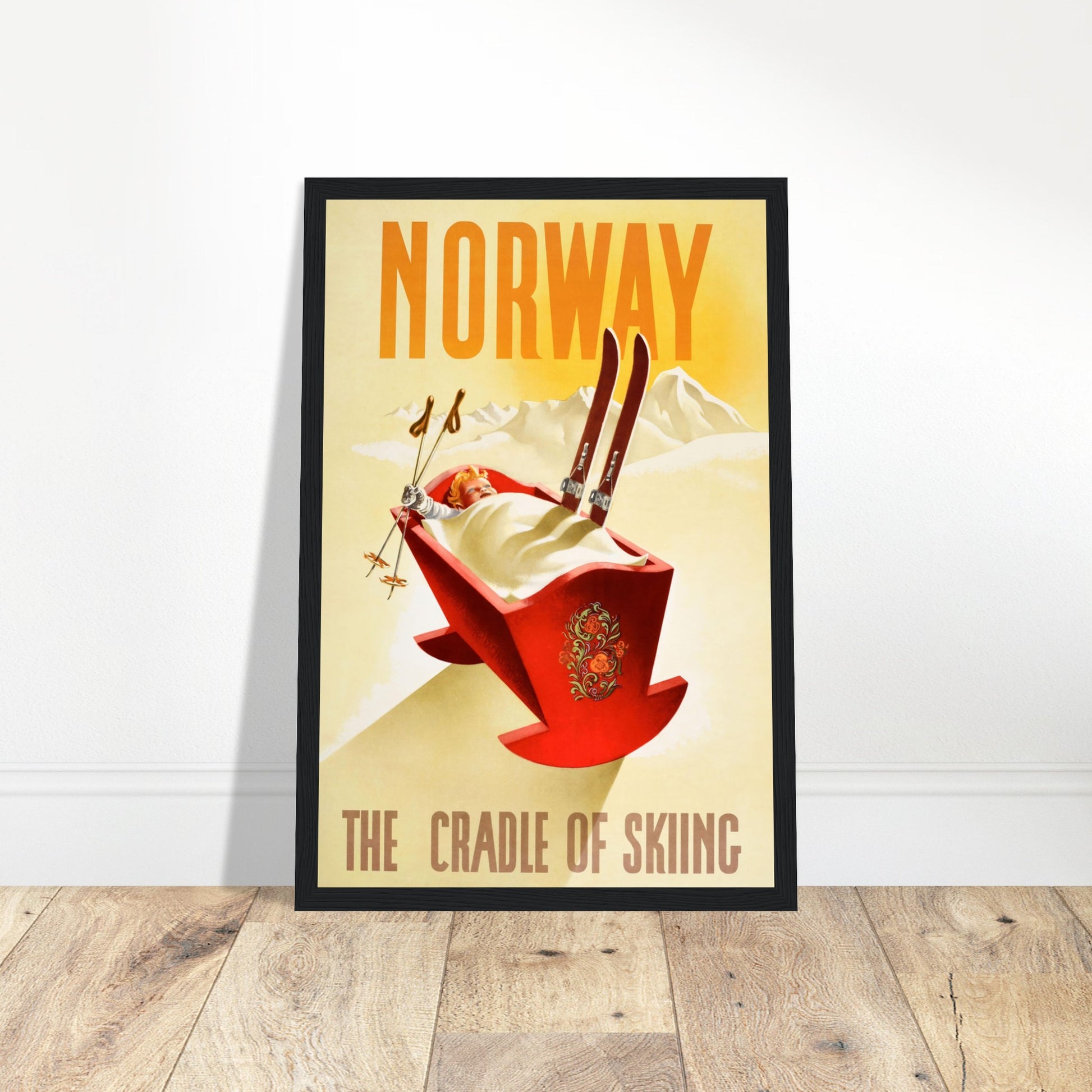 Embrace the thrill of Nordic skiing with this Vintage Ski Norway poster, featuring retro winter sports art and a stunning Scandinavian mountain landscape. Inspired by classic Norwegian ski resorts, this poster is perfect for ski lodge decor, winter enthusiasts, and lovers of vintage travel prints. Whether you're a fan of Alpine adventures, cross-country skiing, or retro sports design, this Norway ski poster is a must-have. Bring a touch of Arctic charm to your walls with this stylish winter print. Order now