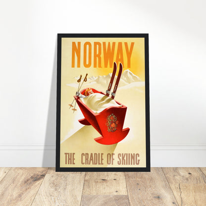Embrace the thrill of Nordic skiing with this Vintage Ski Norway poster, featuring retro winter sports art and a stunning Scandinavian mountain landscape. Inspired by classic Norwegian ski resorts, this poster is perfect for ski lodge decor, winter enthusiasts, and lovers of vintage travel prints. Whether you're a fan of Alpine adventures, cross-country skiing, or retro sports design, this Norway ski poster is a must-have. Bring a touch of Arctic charm to your walls with this stylish winter print. Order now