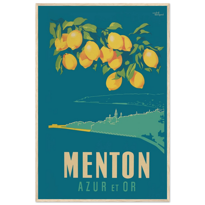French Riviera wall decor print inspired by Menton’s Azur et Or poster, perfect for Mediterranean homes and vintage art lovers.
