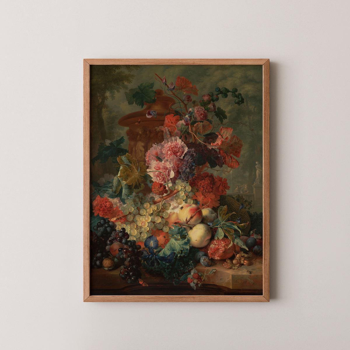 Fruit Piece (82.PB.71) by Jan van Huysum, art print in a natural wood frame