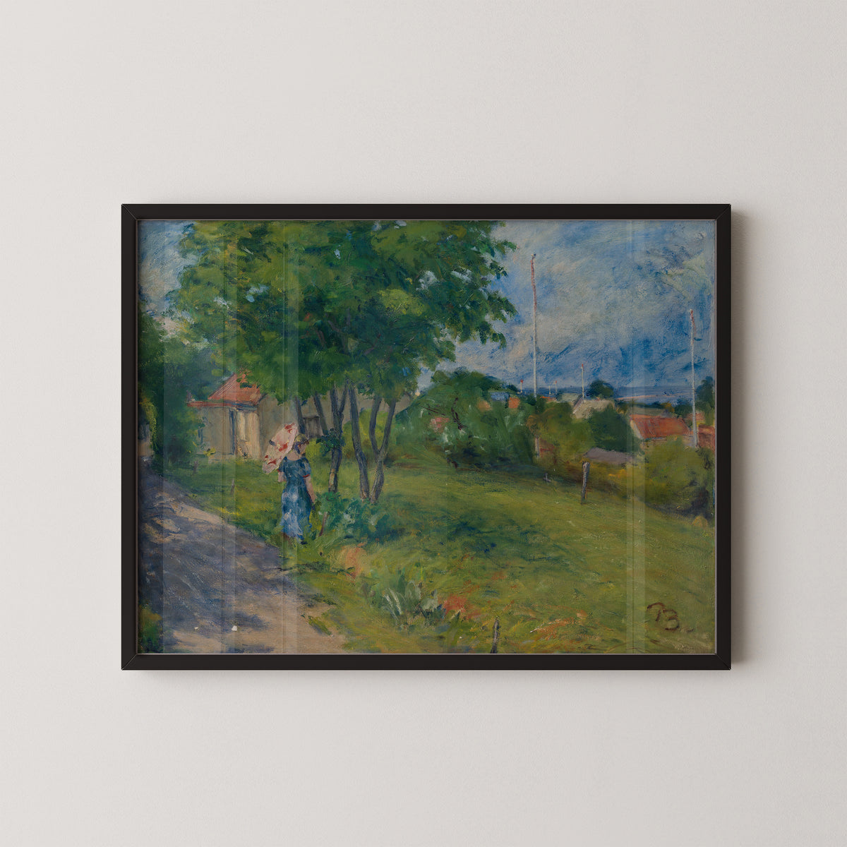 The Lighthouse Path, Gilleleje by Peter Rostrup Bøyesen, coastal art print in a black frame