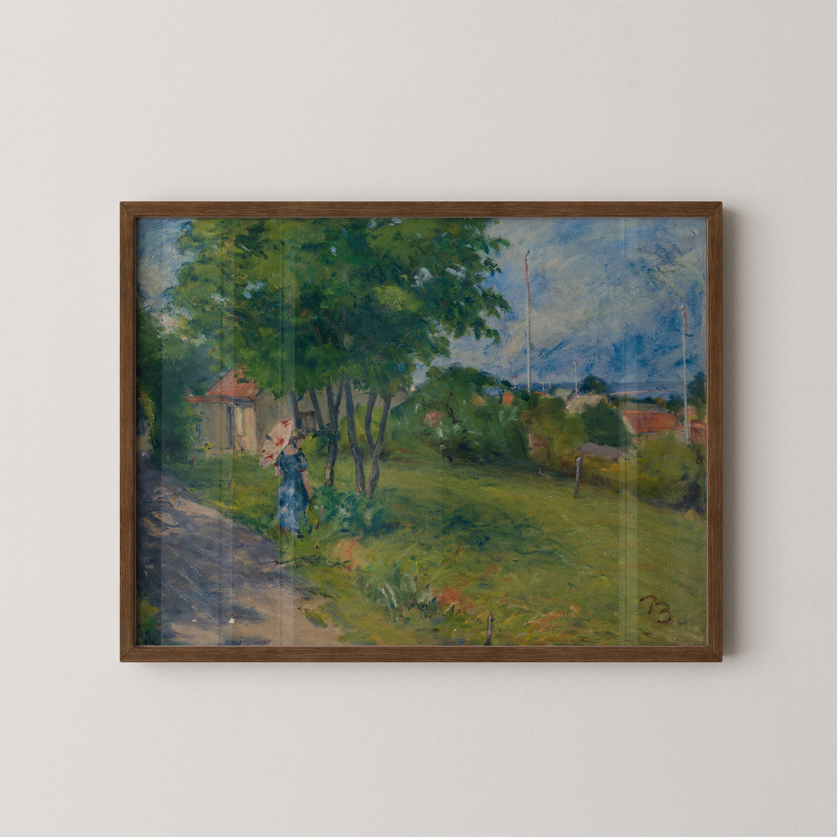Bøyesen's Lighthouse Path at Gilleleje art print displayed in a dark wood frame