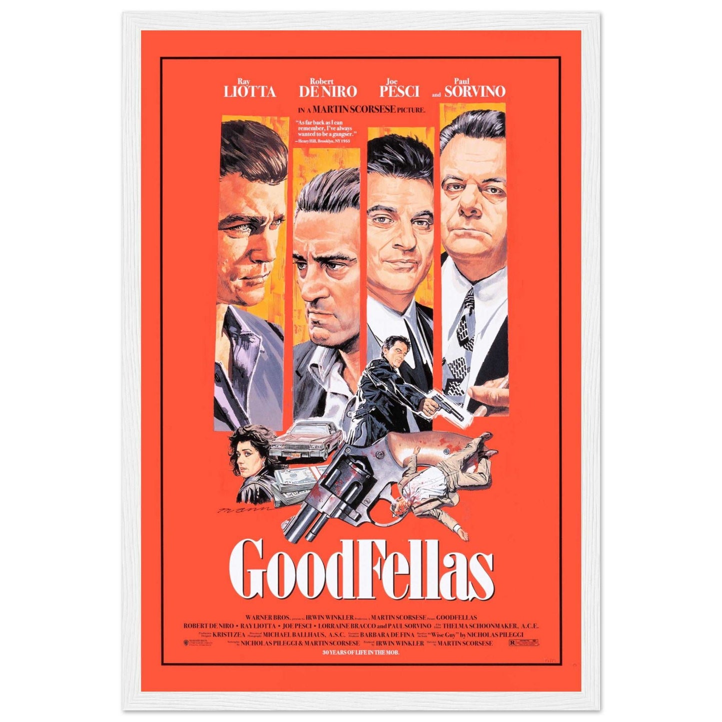 Goodfellas poster wall art showcasing iconic crime film characters in vibrant colors