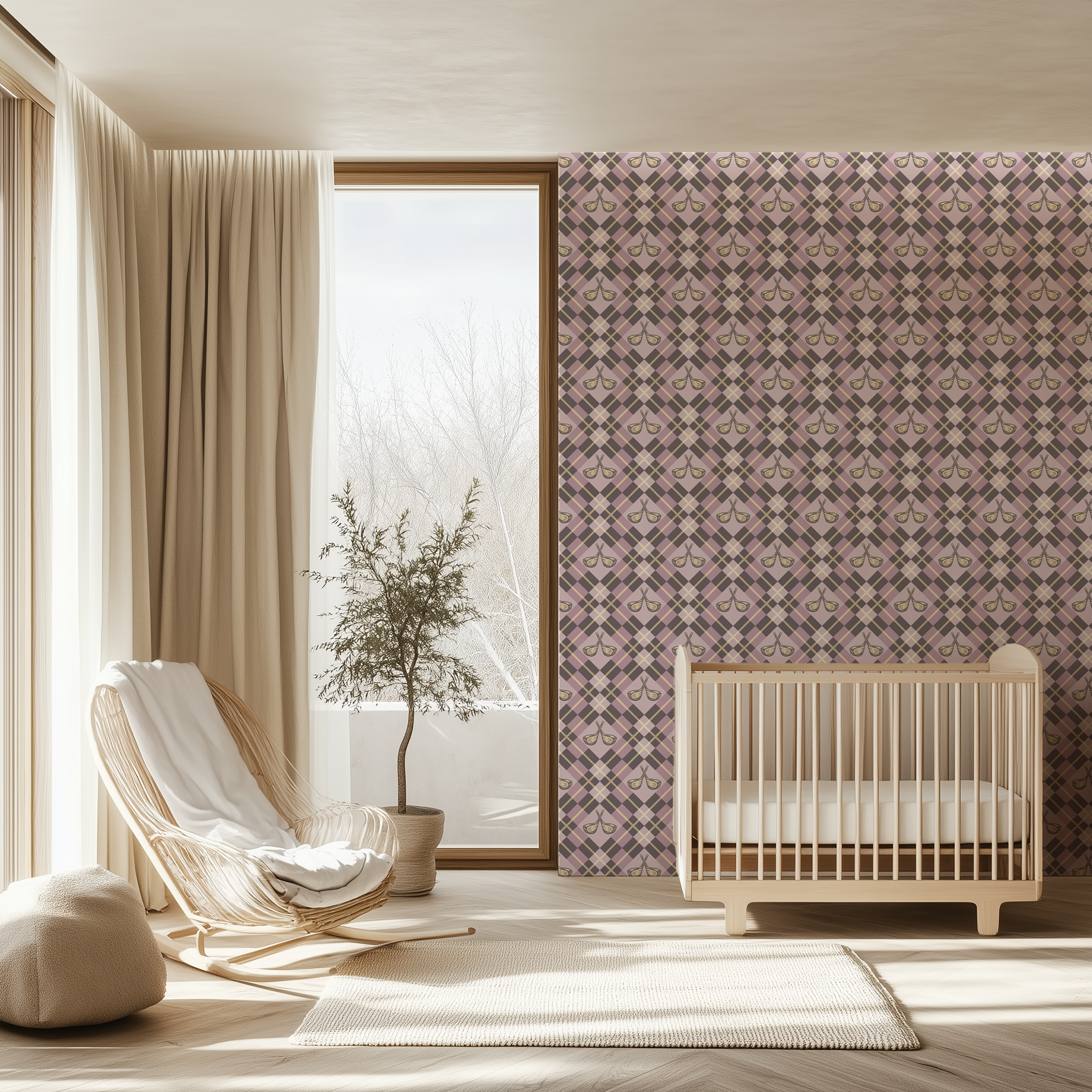 Golf club wallpaper featuring crossed clubs and plaid pattern