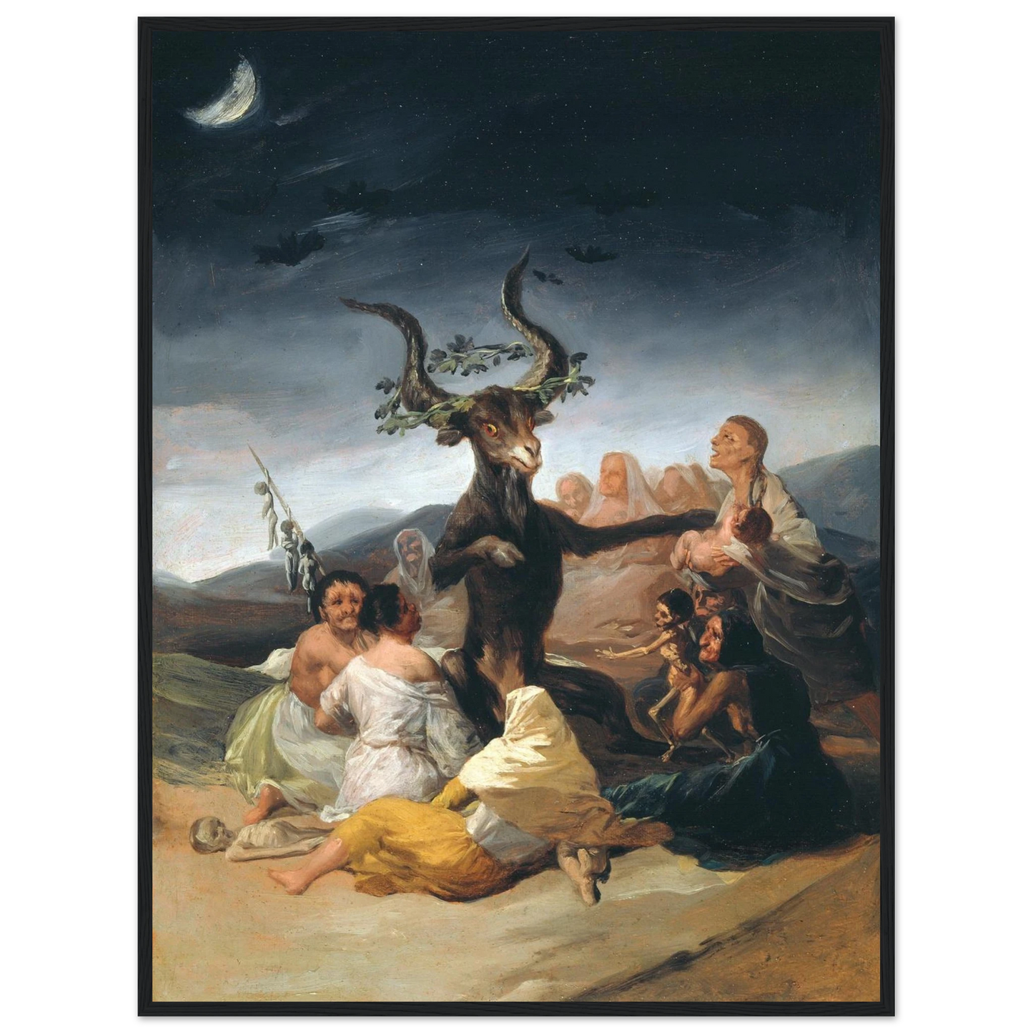 Gothic art print of Witches’ Sabbath by Goya, ideal wall decor for lovers of macabre, symbolic, and emotionally charged paintings.