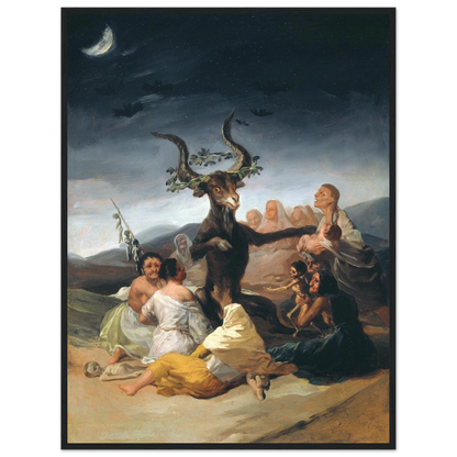 Gothic art print of Witches’ Sabbath by Goya, ideal wall decor for lovers of macabre, symbolic, and emotionally charged paintings.