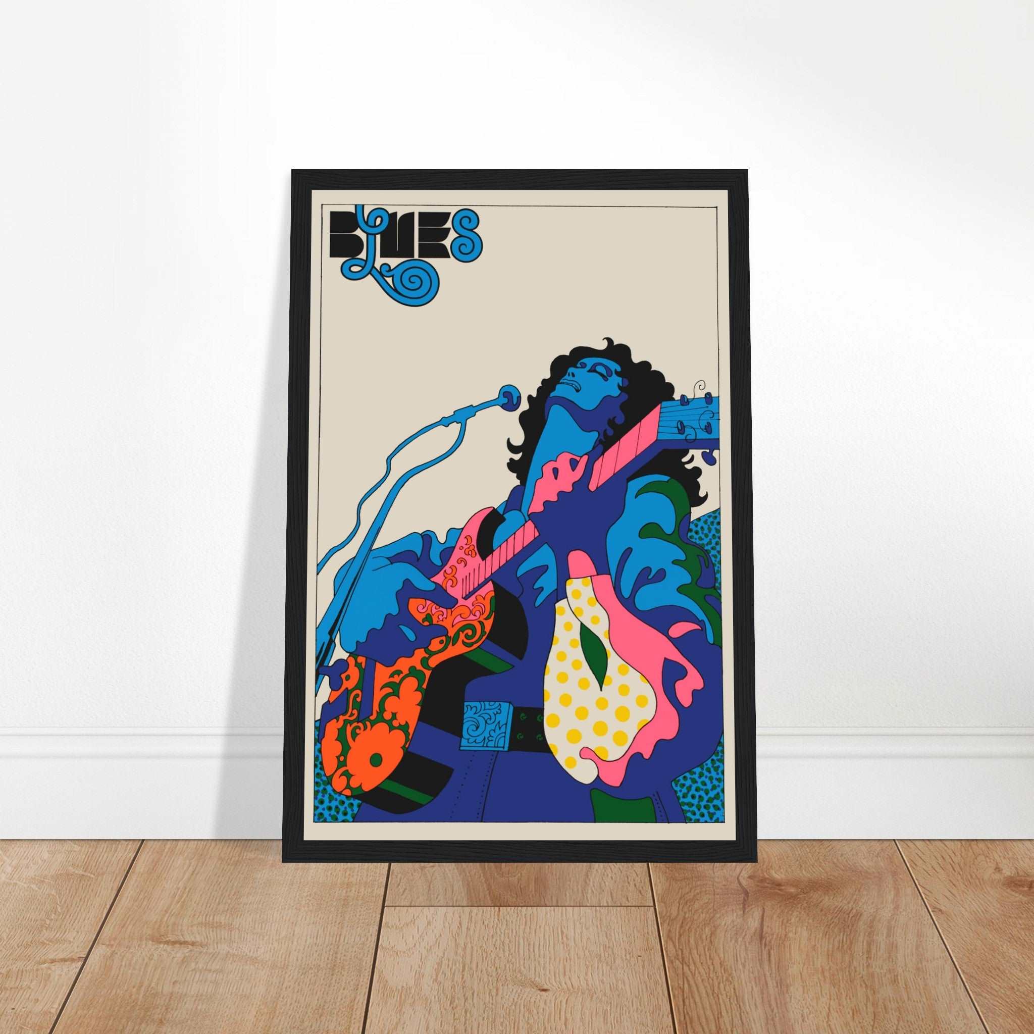 This guitar retro blues poster brings together the rich tones of blues music and the vibrant energy of psychedelic art. The intricate design features a guitar surrounded by bold, colorful patterns, making it a perfect addition to any music lover's collection. Ideal for fans of classic rock, blues, and psychedelic style artwork, this poster offers a dynamic and artistic representation of the blues genre. It’s an excellent choice for anyone wanting to decorate their music room, living room, or studio with uni