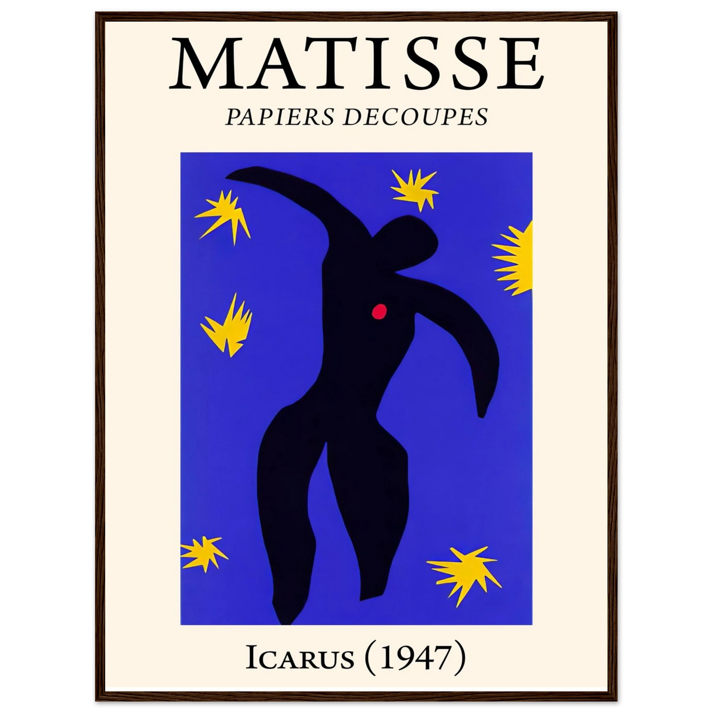 High-quality reproduction print of Icarus by Henri Matisse from the Jazz series (1947), showing the mythological figure in bold cut-out style.