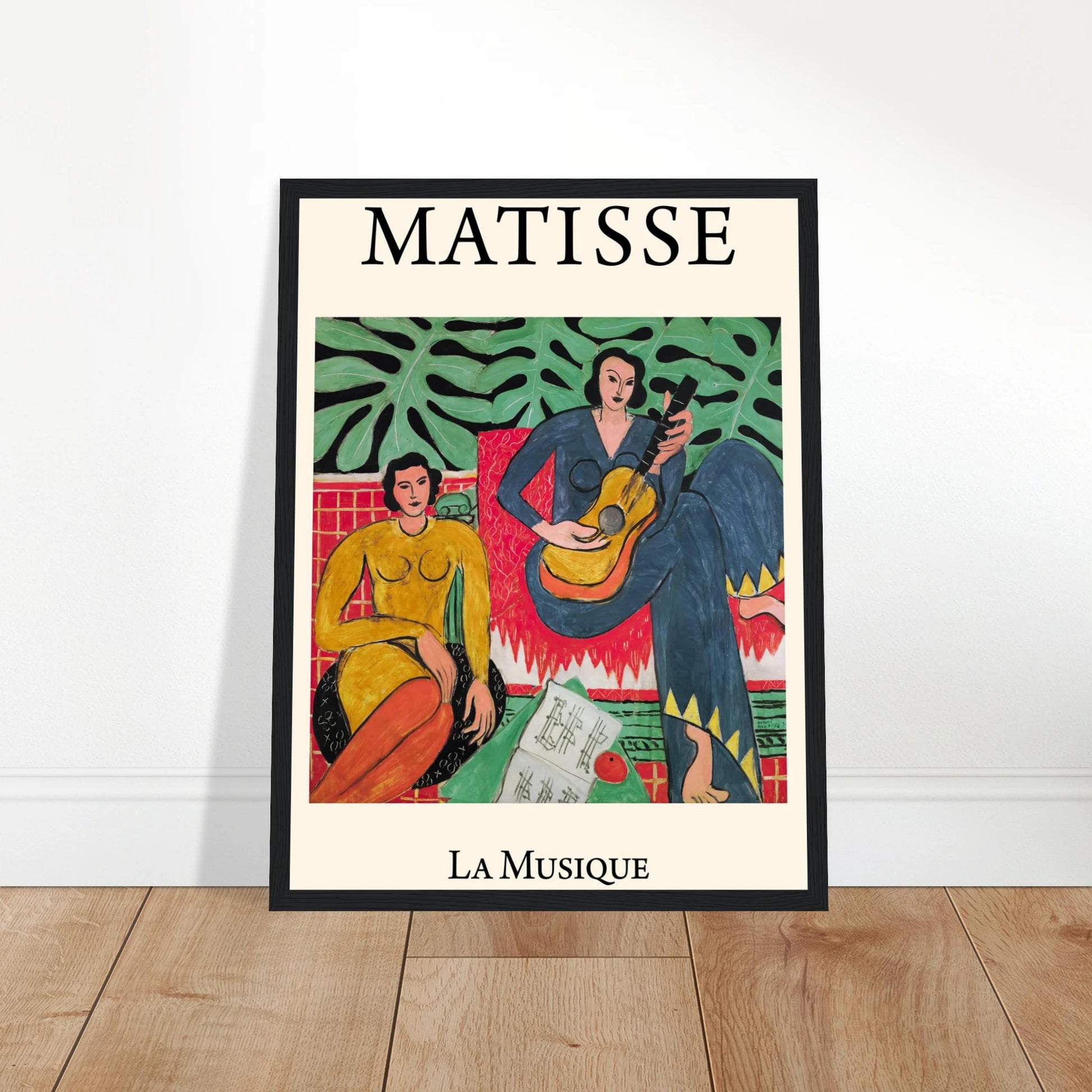 This high-quality reproduction of La Musique by Henri Matisse (1939) showcases the artist’s iconic use of bold color, simplified shapes, and musical symbolism. Depicting two seated female figures—one holding a guitar—the artwork expresses a perfect balance of visual rhythm and emotional calm. Matisse created this piece as a study in harmony between sound and form, making it ideal for music lovers, modern art fans, or those curating a space filled with creativity and joy. Printed on archival-grade paper, thi