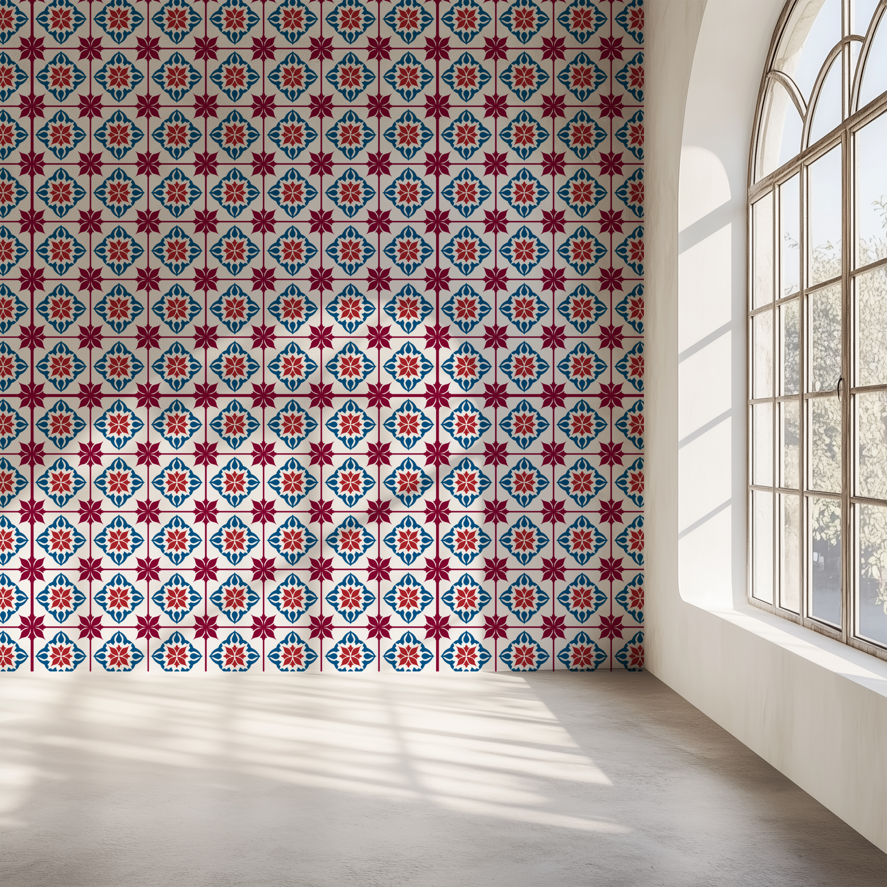 Portuguese azulejo wallpaper, decorative ceramic tile wallpaper, Mediterranean wallpaper, custom wall mural, non woven wallpaper