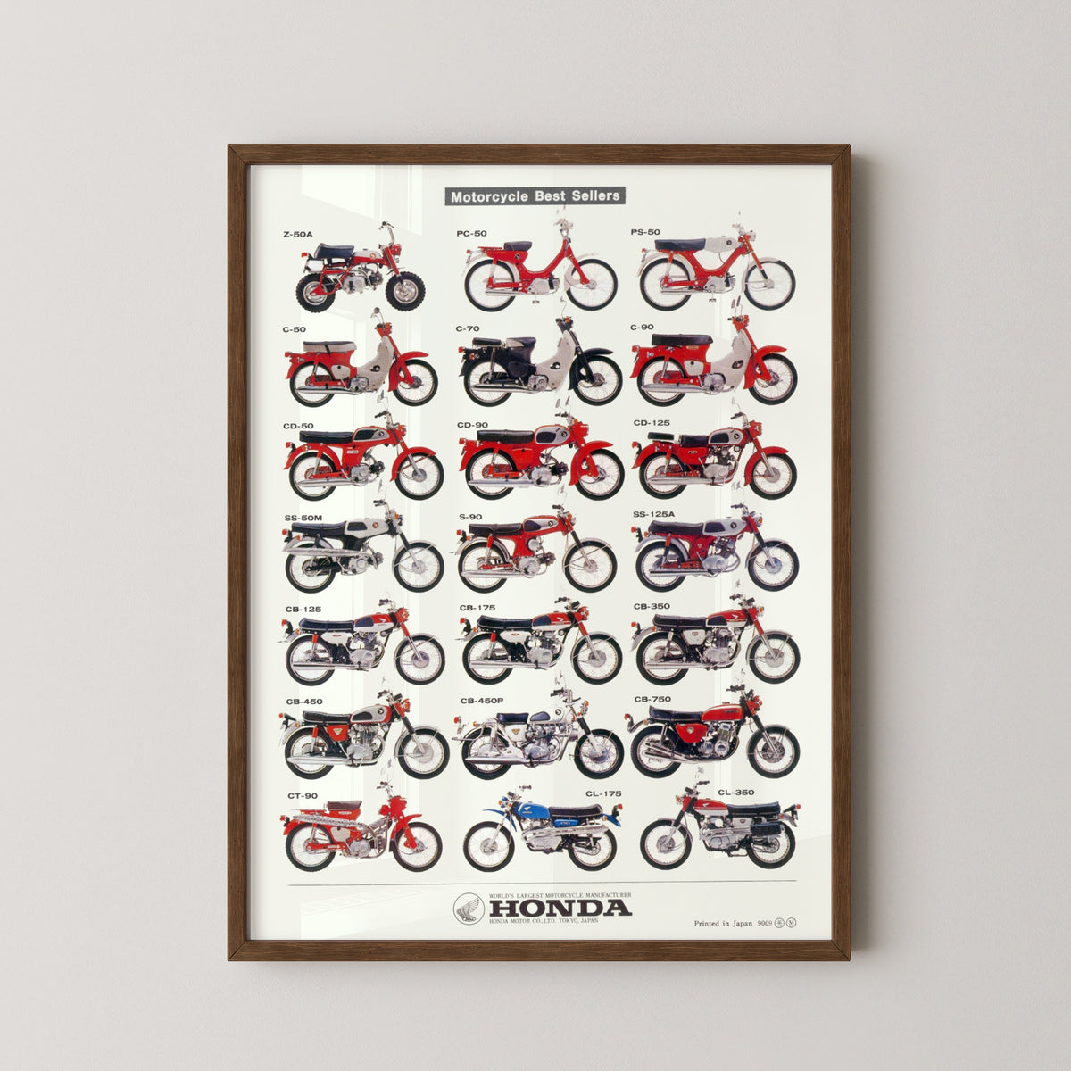 honda best sellers vintage bike poster – darkwood frame mockup