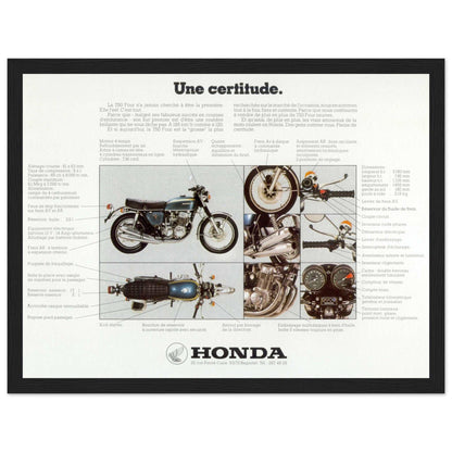 Celebrate the iconic Honda CB750 Four with this vintage poster. A must-have for motorcycle enthusiasts. Shop now for this classic bike wall art!