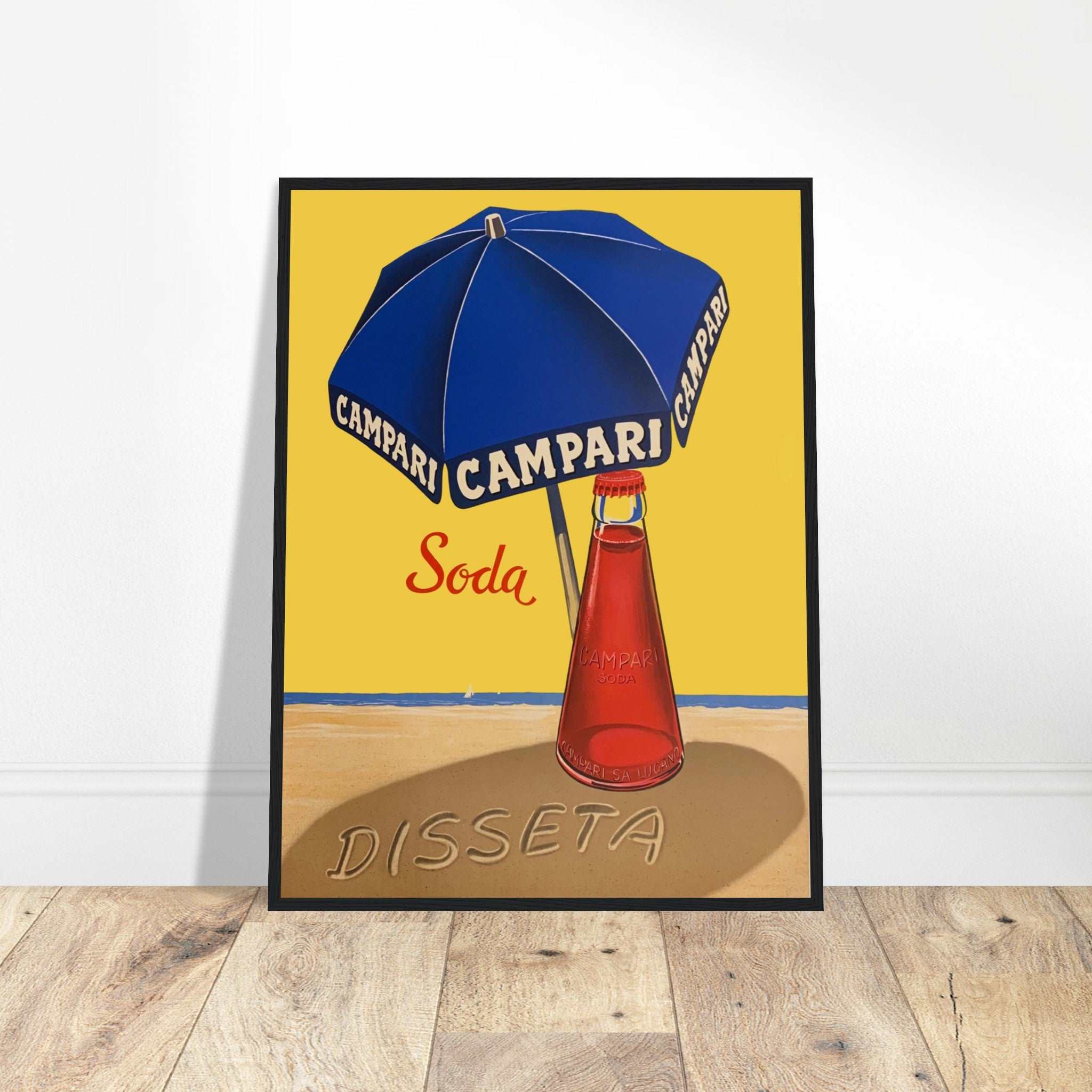 Add a splash of retro Italian charm with this Campari Soda vintage poster. Perfect for any bar or kitchen. Shop now for timeless Italian wall art!
