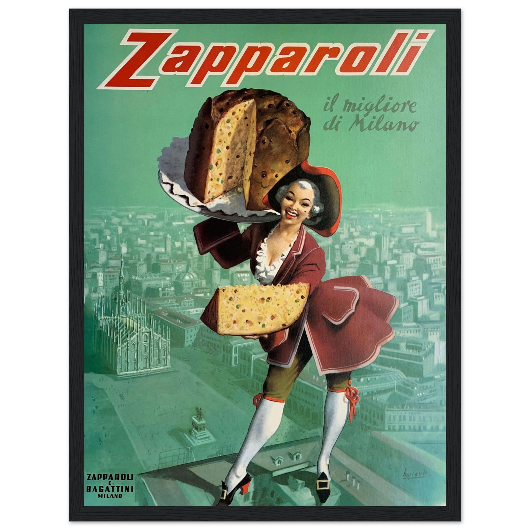 harming Italian Panettone vintage poster featuring classic bakery-style art. Perfect for kitchen decor, food lovers, and vintage Italian advertising fan