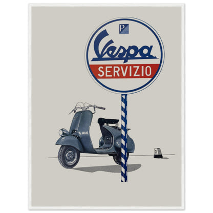 Italian Vespa wall art poster with vintage design and nostalgic travel aesthetic — perfect for home or garage decor
